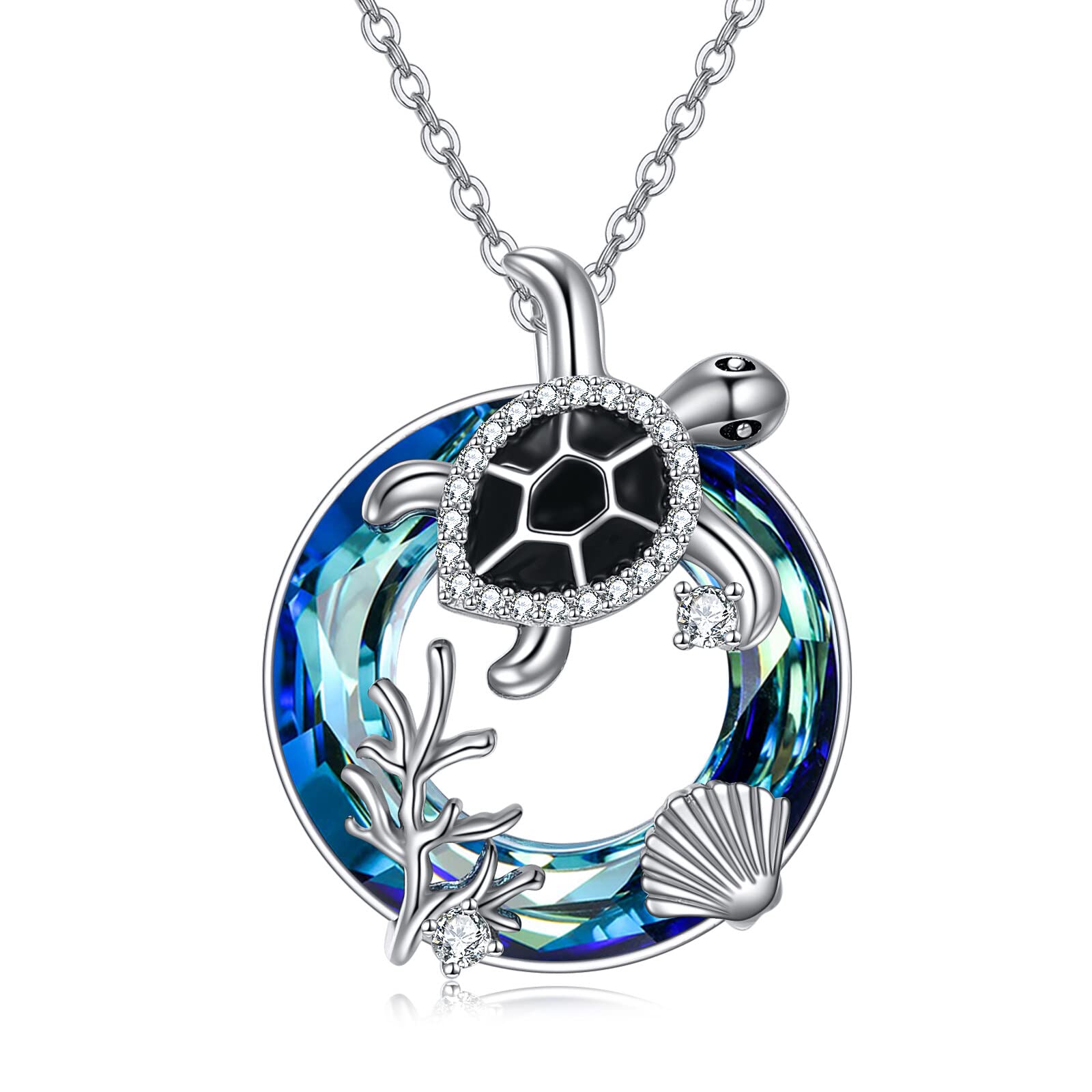 925 Sterling Silver Crystal Turtle Necklace for Women - Elegant Turtle Jewelry Gift for Her - Perfect for Birthdays, Anniversaries & Everyday Wear