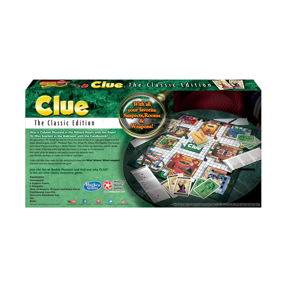 Clue Classic Edition Board Game by Winning Moves - Fun Mystery Solving Game for Family Game Night & Parties