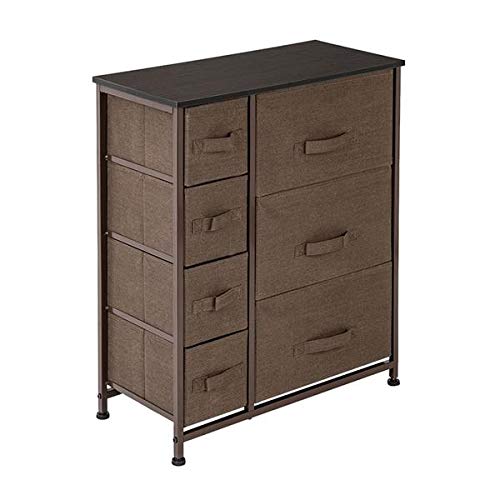 7-Drawer Storage Dresser with Steel Frame & Wood Top - Practical Organizer for Bedroom, Closet, Office - Easy Pull Fabric Bins in Brown | Perfect for Small Space Organization & Home Decor