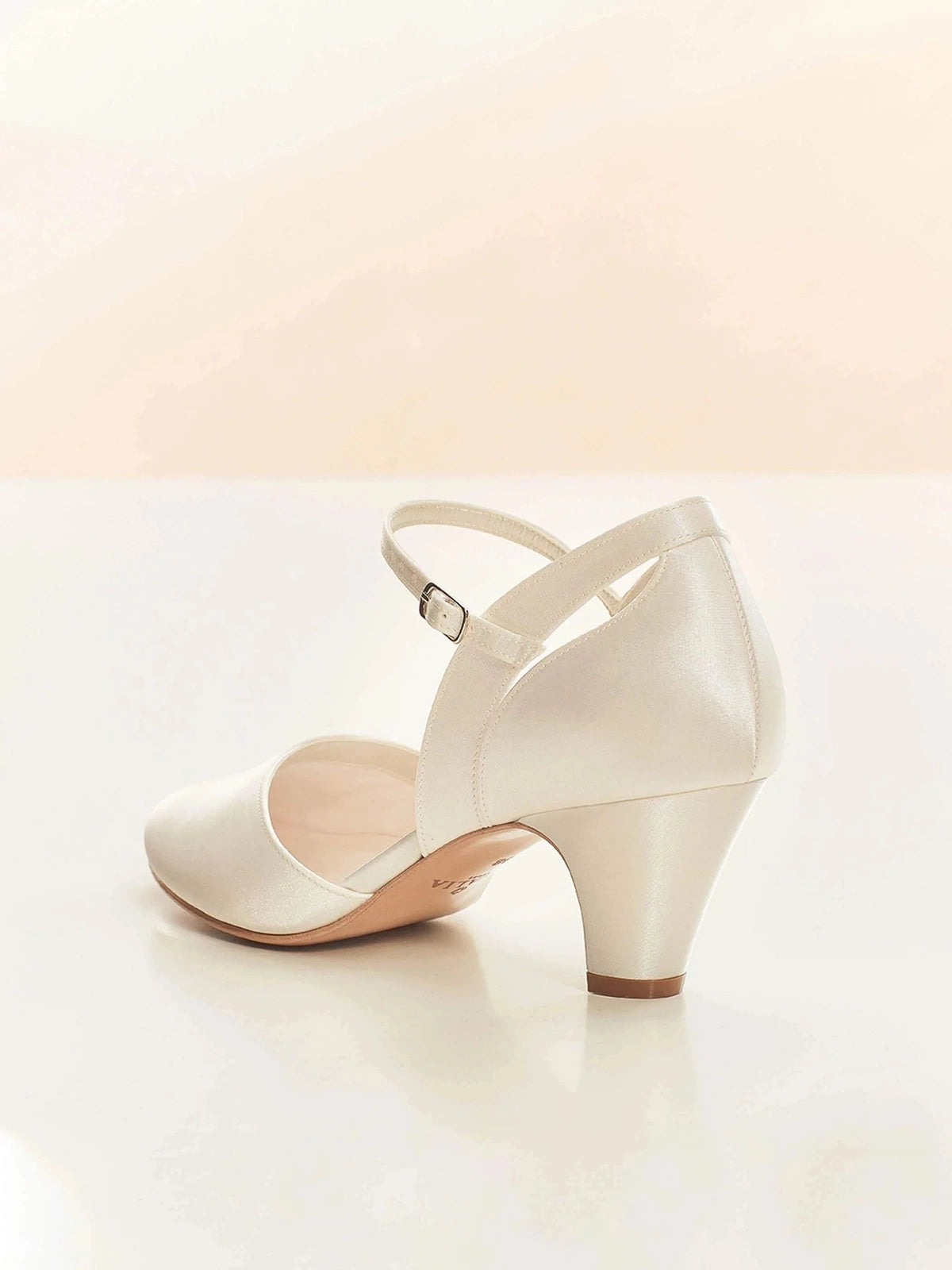 Ivory Satin Low Block Heel Wedding Shoes for Bride - Comfortable Bridal Shoes for Church Ceremony, Outdoor Wedding & Reception