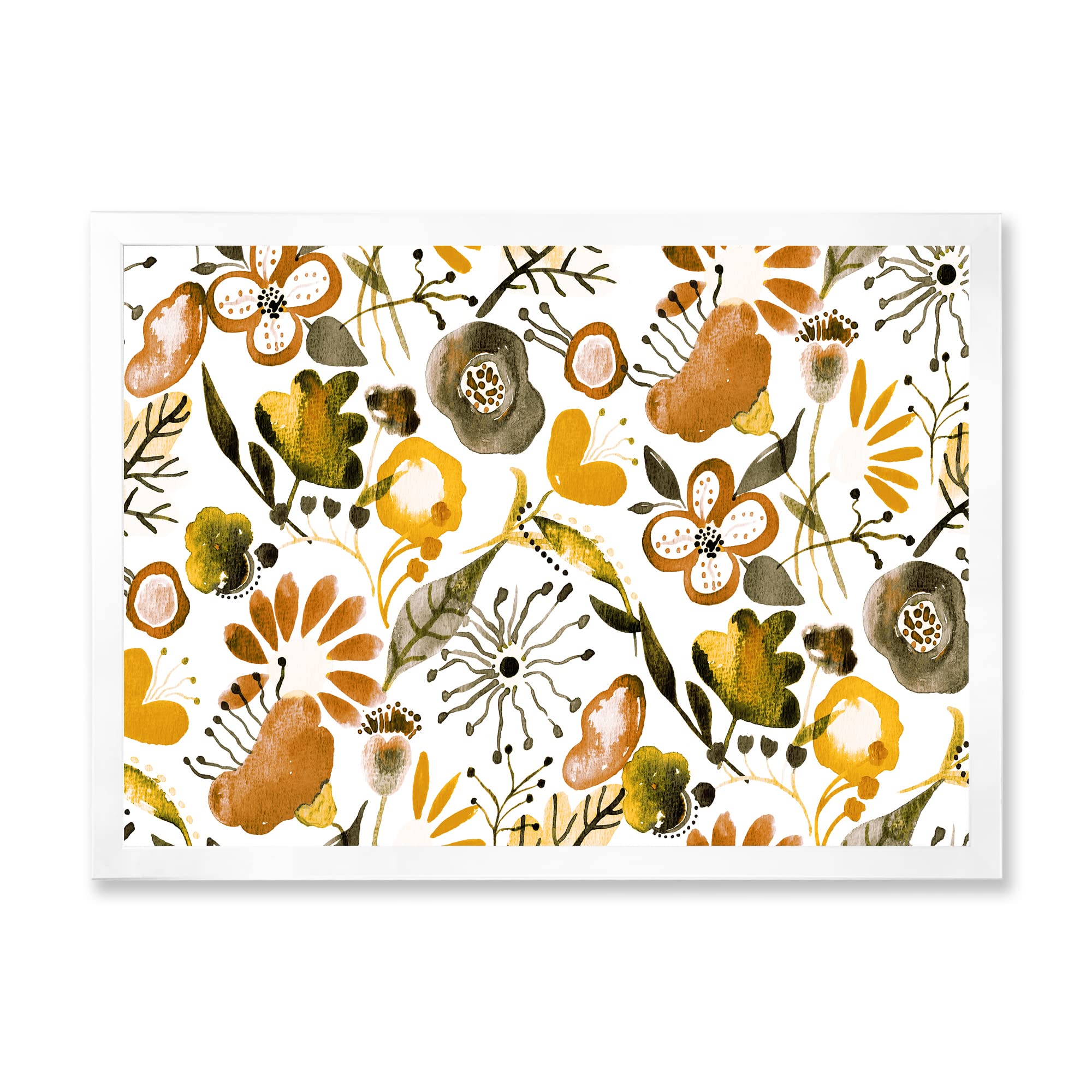 DesignQ Vibrant Wildflowers Framed Wall Art - Modern Floral Home Decor for Living Room, Bedroom & Office