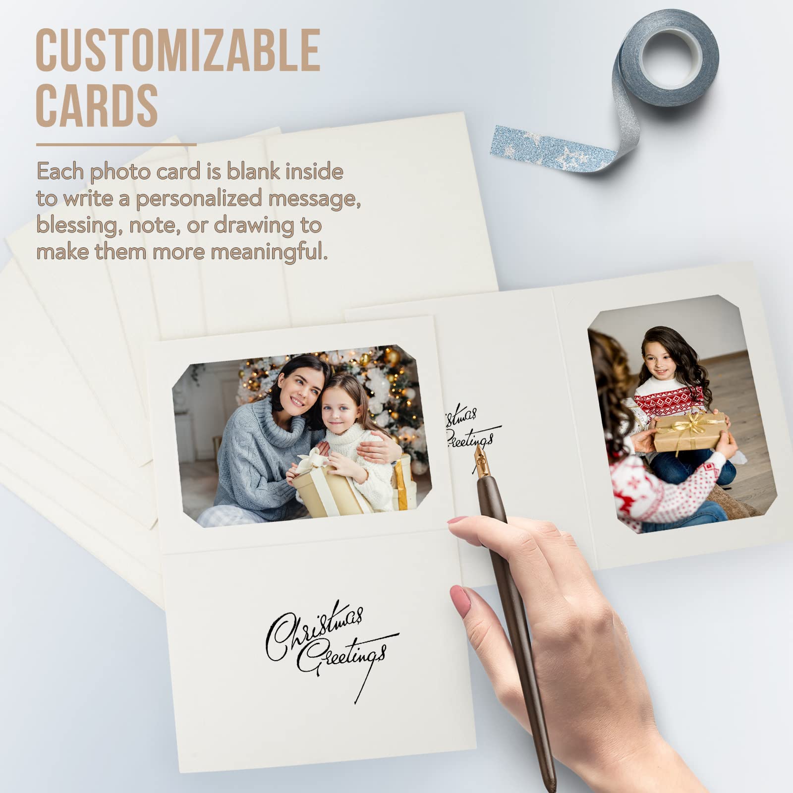 Golden State Art 10-Pack 4x6 or 5x7 Photo Folders - Ivory Cardboard Picture Frames & Paper Frame Cards for Greetings, Invitations, Graduation, Christmas, Wedding - Perfect for Special Events & Photo Displays
