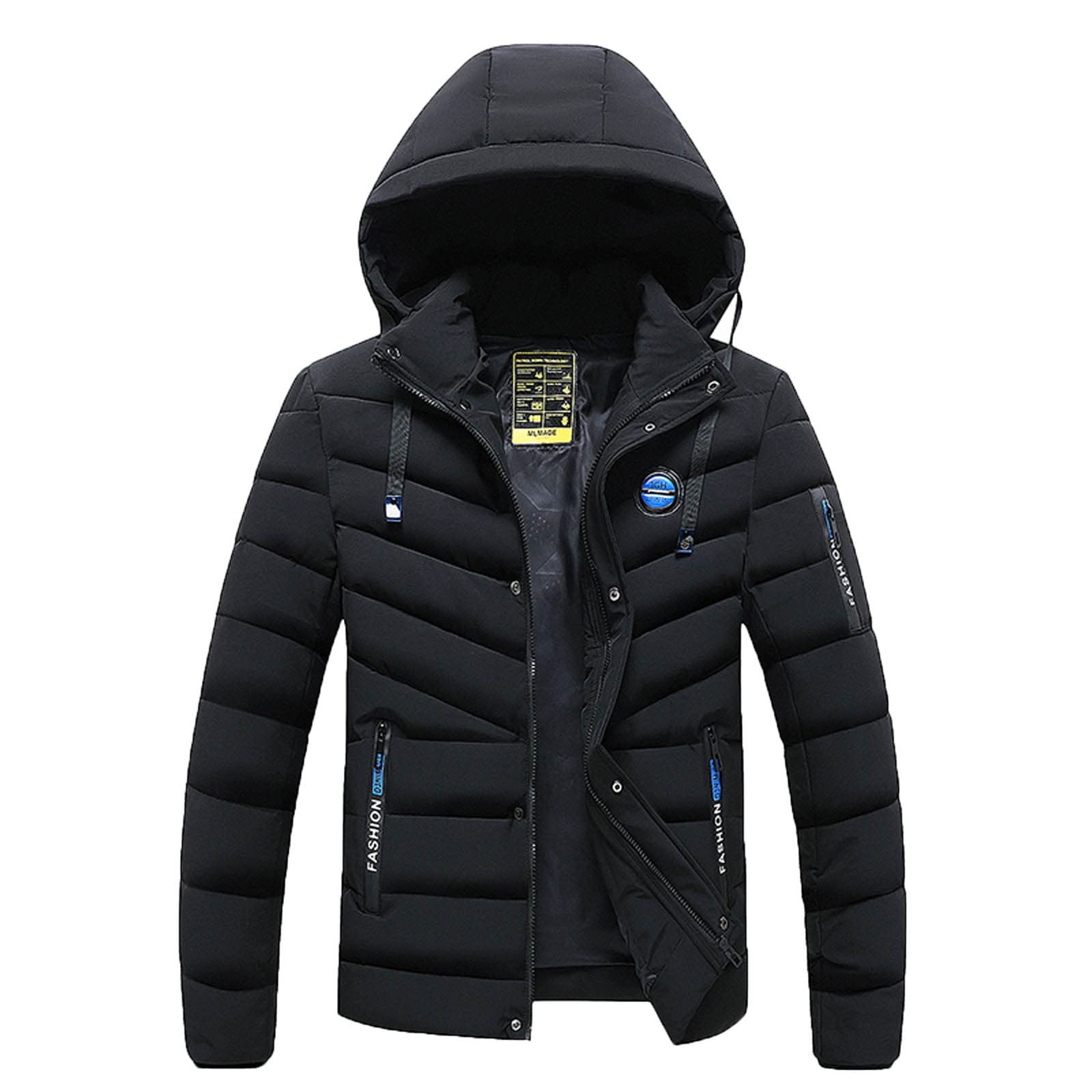 Men's Winter Jacket with Zipper - Fashionable Cotton Hooded Coat for Warmth & Comfort - Pockets for Storage - Ideal for Outdoor Activities, Casual Wear & Cold Weather Protection