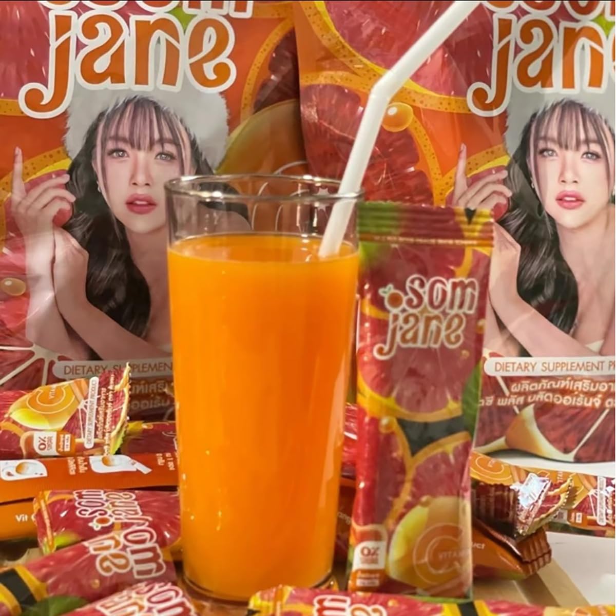 Jenny Som Jane Vitamin C Plus Blood Orange 30 Sachets - Hydrating & Nourishing Skin Care Pack (3-Pack) | Brightening Treatment for Dull Skin | Free Beauty Gift Included | Perfect for Daily Skincare Routine & Travel