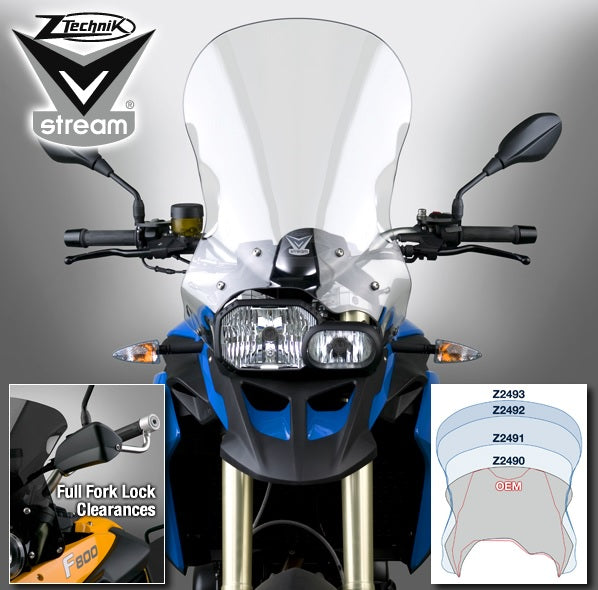 ZTechnik F800GS F650GS2 VStream Tall Touring Windshield - High Performance Motorcycle Windshield for BMW F Series - Perfect for Long Distance Riding and Adventure Tours