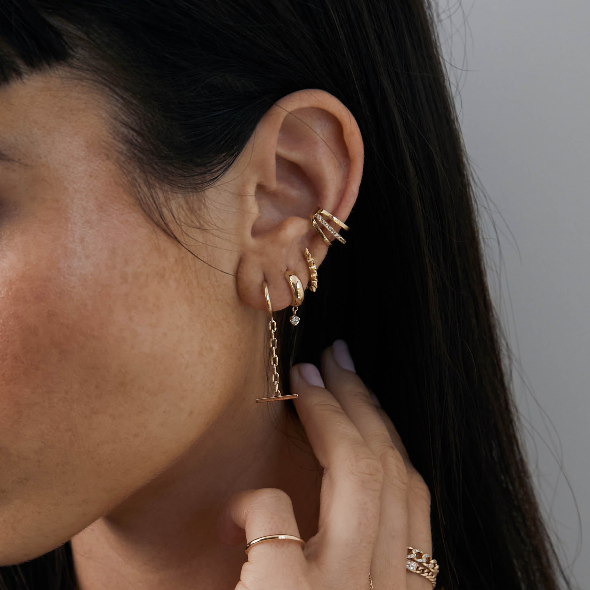 14K Gold Spiked Hinge Huggie Hoop Earrings for Women - Trendy Minimalist Stud Earrings for Everyday Wear, Parties & Gifts