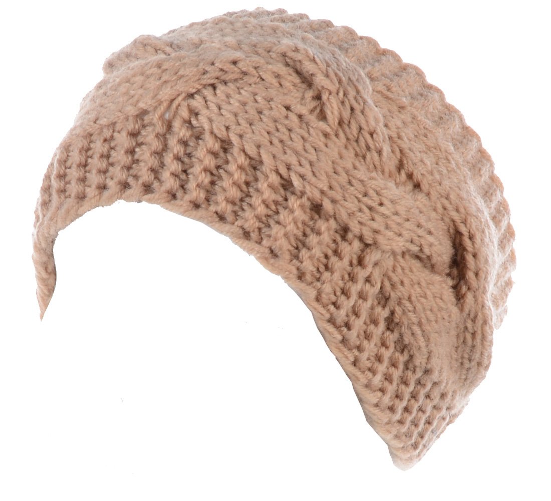BYOS Women's Fashion Winter Cable Crochet Knit Headband with Adjustable Button - Warm Winter Accessory for Outdoor Activities, Running, Hiking & Daily Wear