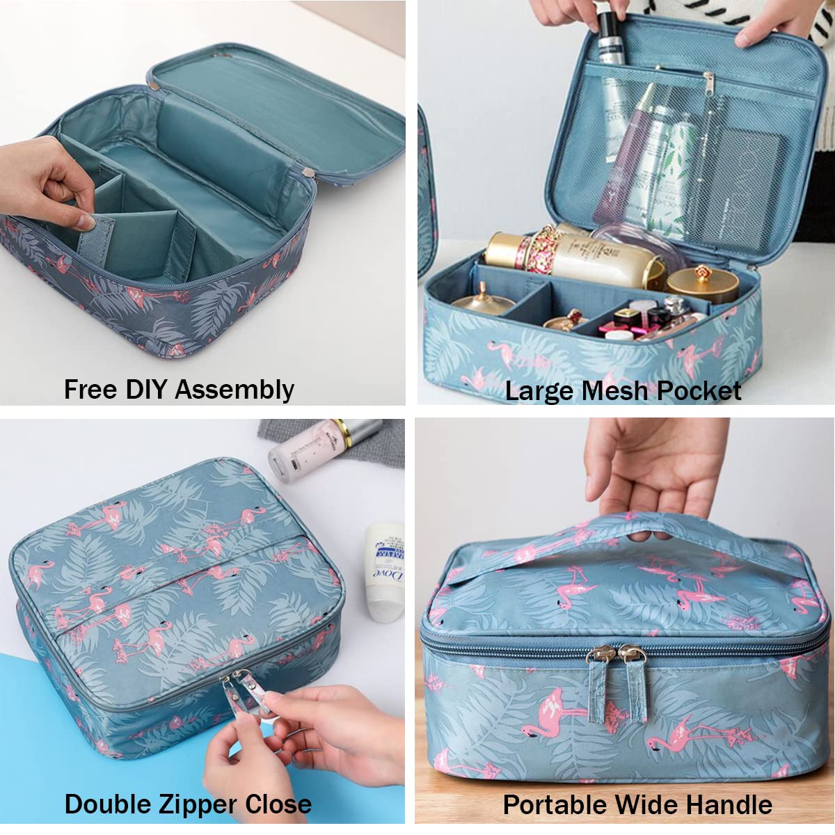 YYGOJOY Large Travel Makeup Bag & Toiletry Organizer - Portable Cosmetic Case for Women & Girls (Black Lemon) | Perfect for Vacations, Gym, and Daily Essentials Storage