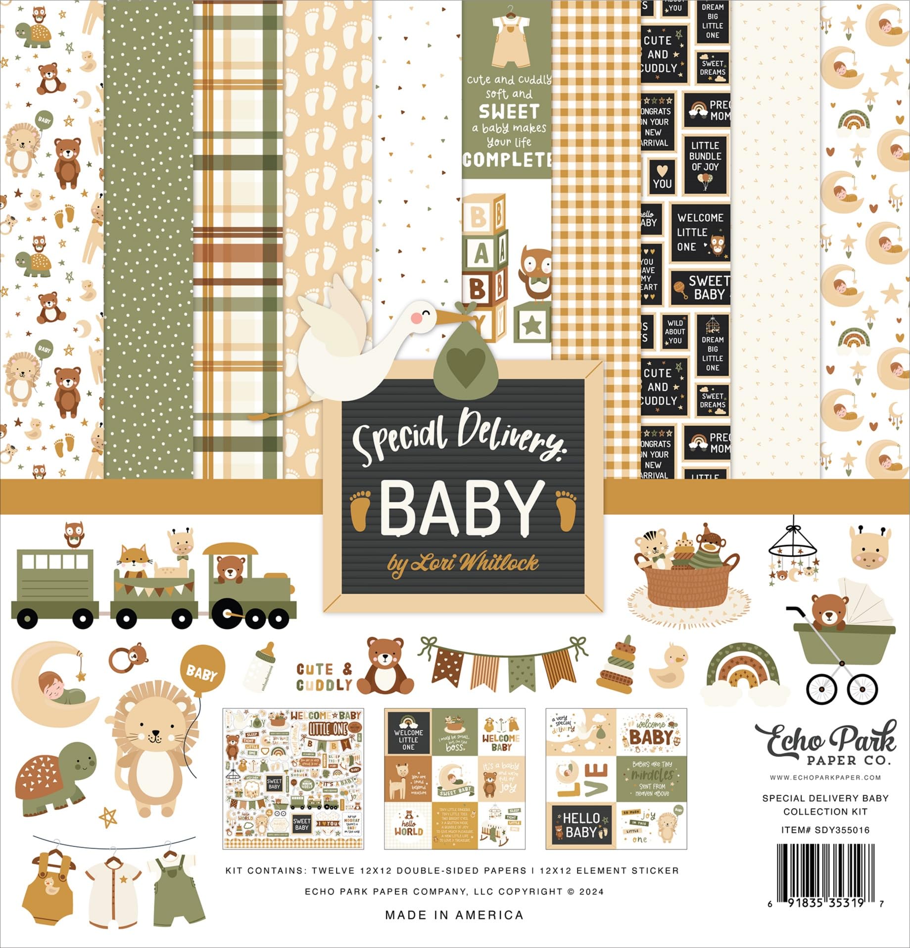 Echo Park Paper Special Delivery Baby Collection Kit - Scrapbooking, Card Making, Baby Shower Decorations & Memory Keepsakes