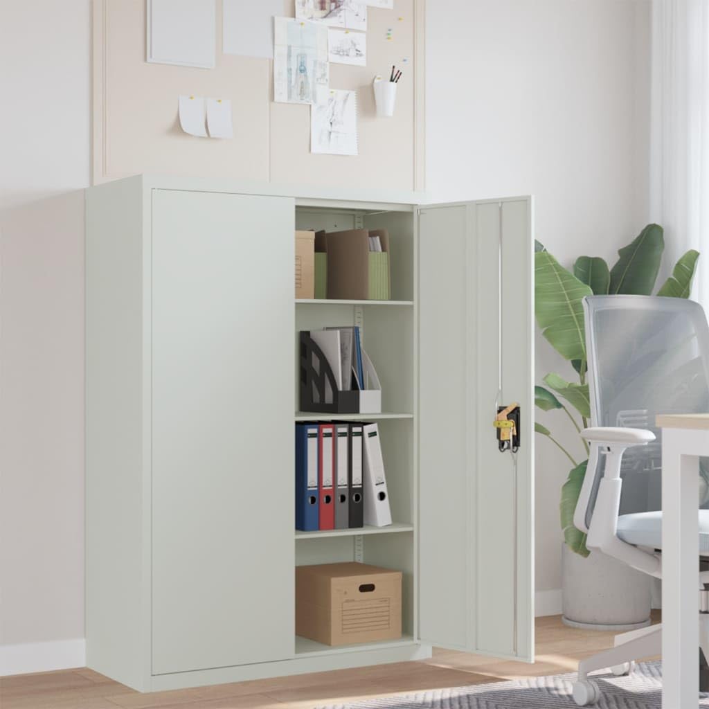 Steel Gray Office Cabinet with 3 Adjustable Shelves - Versatile Storage Solution for Files & Office Supplies - Easy Assembly - Perfect for Home Office, Workspace & Organization