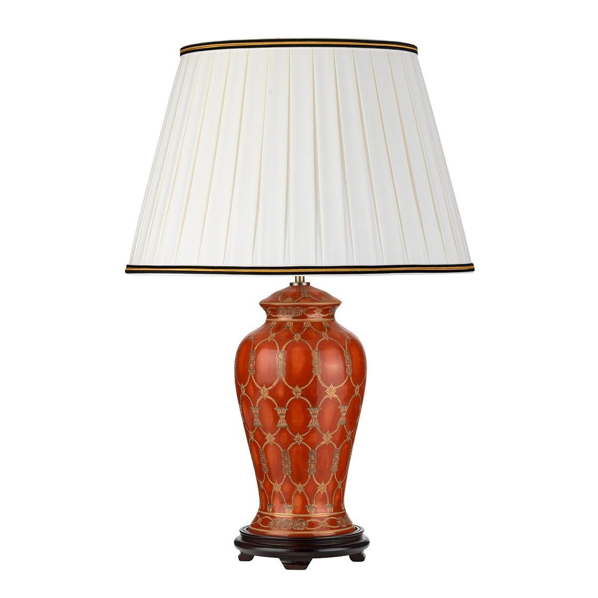 Terracotta & Gold Ceramic Table Lamp - 1 Light Designer Lamp for Bedroom, Living Room & Office - Modern Home Decor Lighting