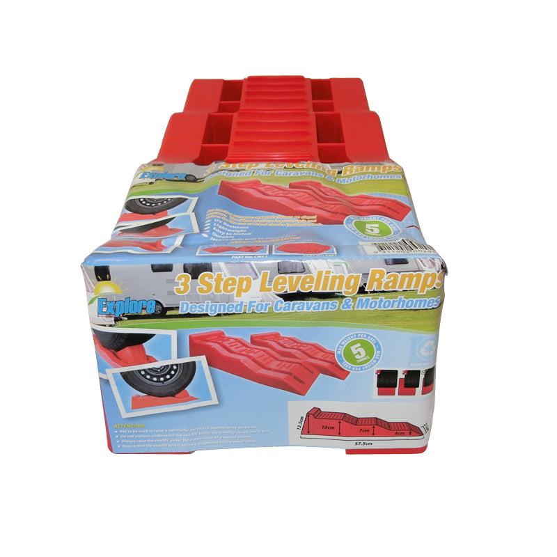 Caravan RV 3 Step Heavy Duty Leveling Ramps for Motorhome, Camper & Bus - Perfect for Parking, Camping & Uneven Ground Stabilization