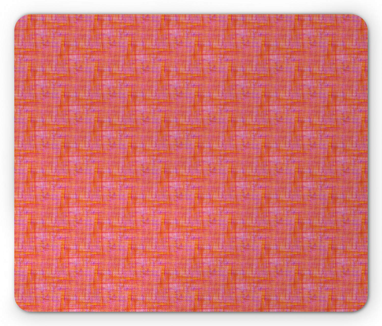 Ambesonne Abstract Mouse Pad - Surreal Tartan Inspired Artwork with Warm Colors, Non-Slip Rubber Base, Standard Size Rectangle Mousepad in Fuchsia Dark Coral - Perfect for Office, Gaming & Home Computer Use