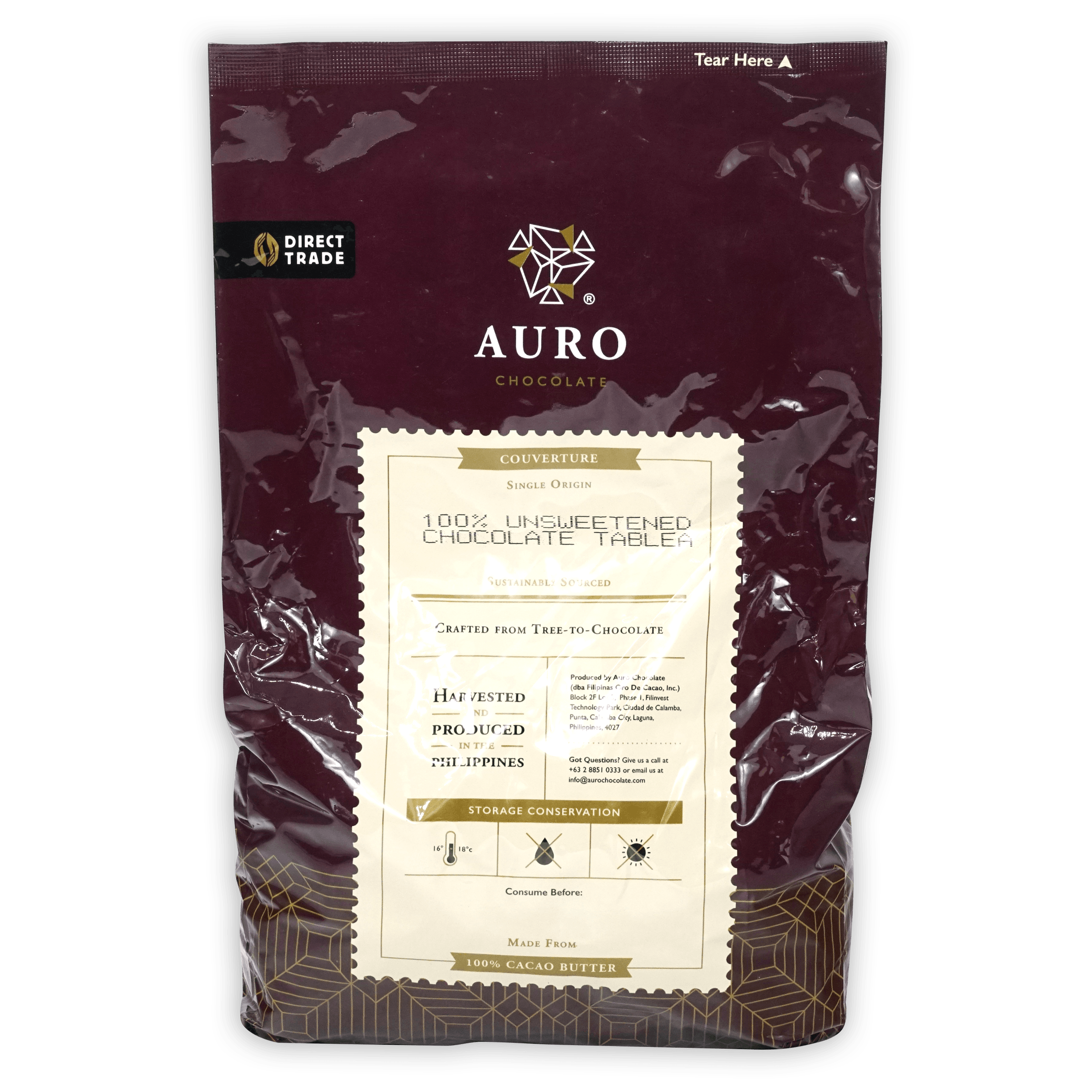 Premium Auro Bulk Baking Dark Chocolate Unsweetened Coins - 100% Pure Cocoa, 1kg (2.2lb) for Professional Baking, Desserts & Homemade Treats - Ideal for Cookies, Cakes & Chocolate Melting