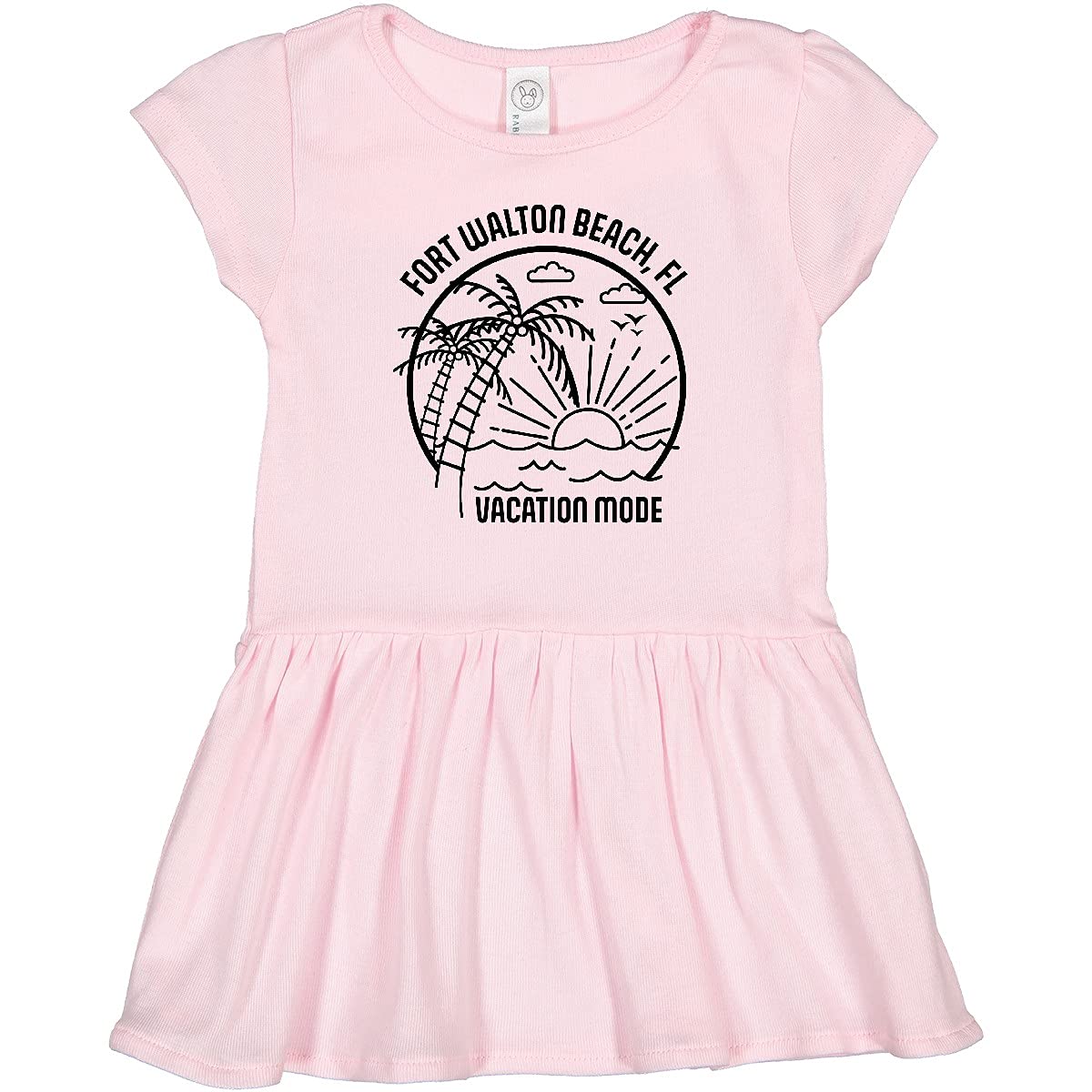 Inktastic Summer Vacation Mode Fort Walton Beach Florida Toddler Dress - Cute Floral Print Girls' Outfit for Beach Trips, Family Vacations & Summer Playdates