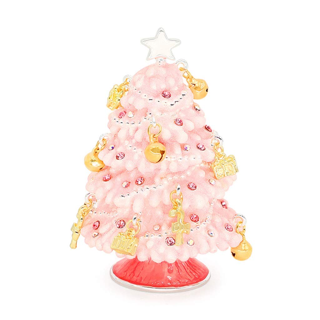 Elegant Pink Jewelry Box with Christmas Tree Design - Perfect Gift for Women & Girls on Birthday, Valentine's Day & Christmas - Stylish Desktop Jewelry Organizer for Necklaces, Rings & Earrings - Ideal for Bedroom Vanity, Travel & Gift-Giving