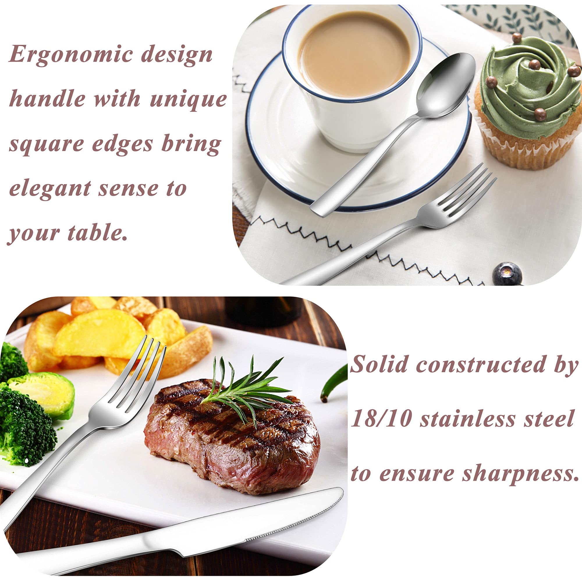 Premium 18/10 Stainless Steel Flatware Set - 40-Piece Silverware Cutlery for 8 People, Elegant Dining Utensils for Home, Restaurant & Wedding Use, Mirror Polished & Dishwasher Safe - Perfect for Formal Dinners, Catering Events and Luxury Table Settings