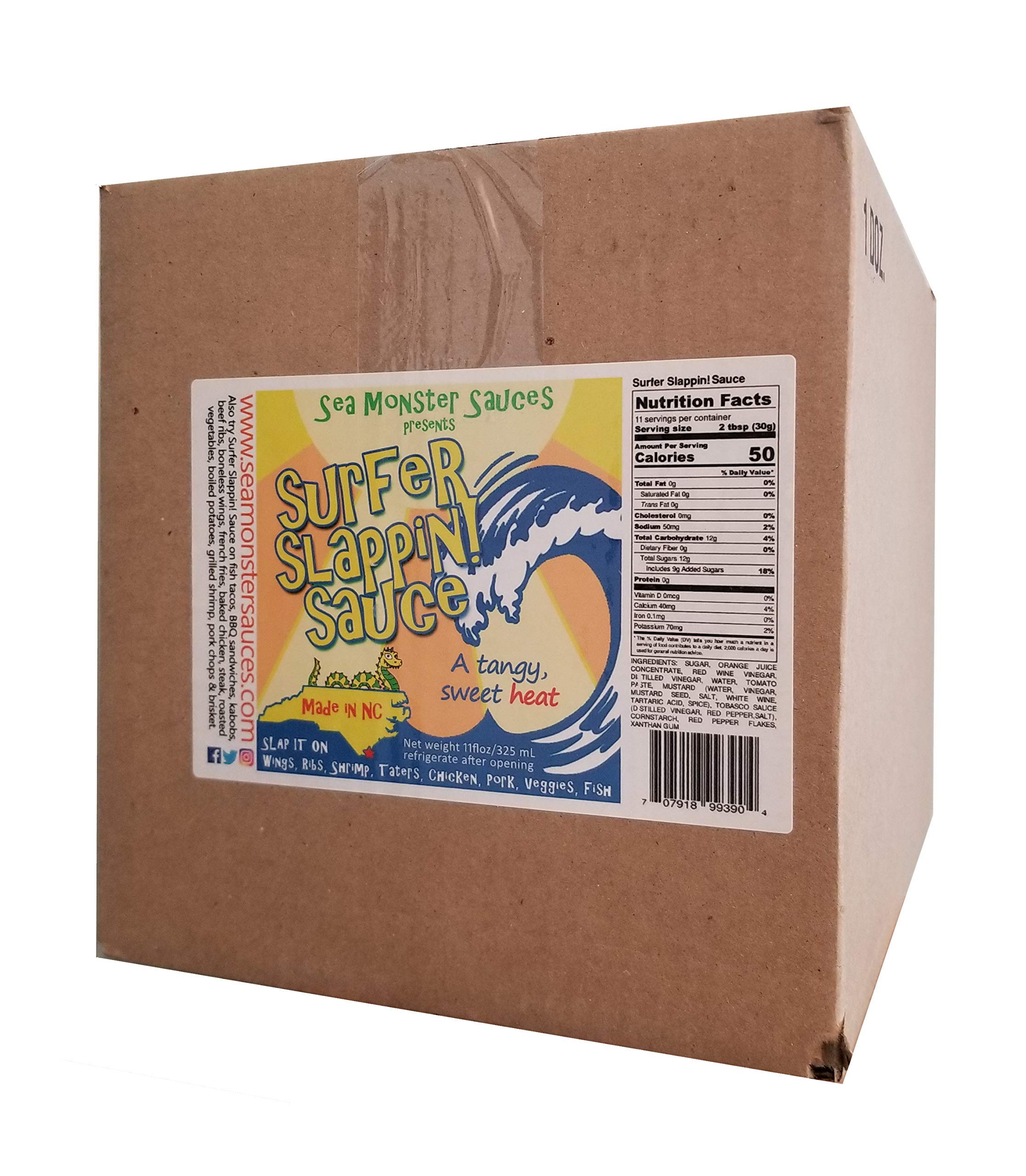 Surfer Slappin' Sauce - Pack of 12 (11oz Bottles) - Hot Sauce for Tacos, Wings & BBQ - Perfect for Gifts & Parties