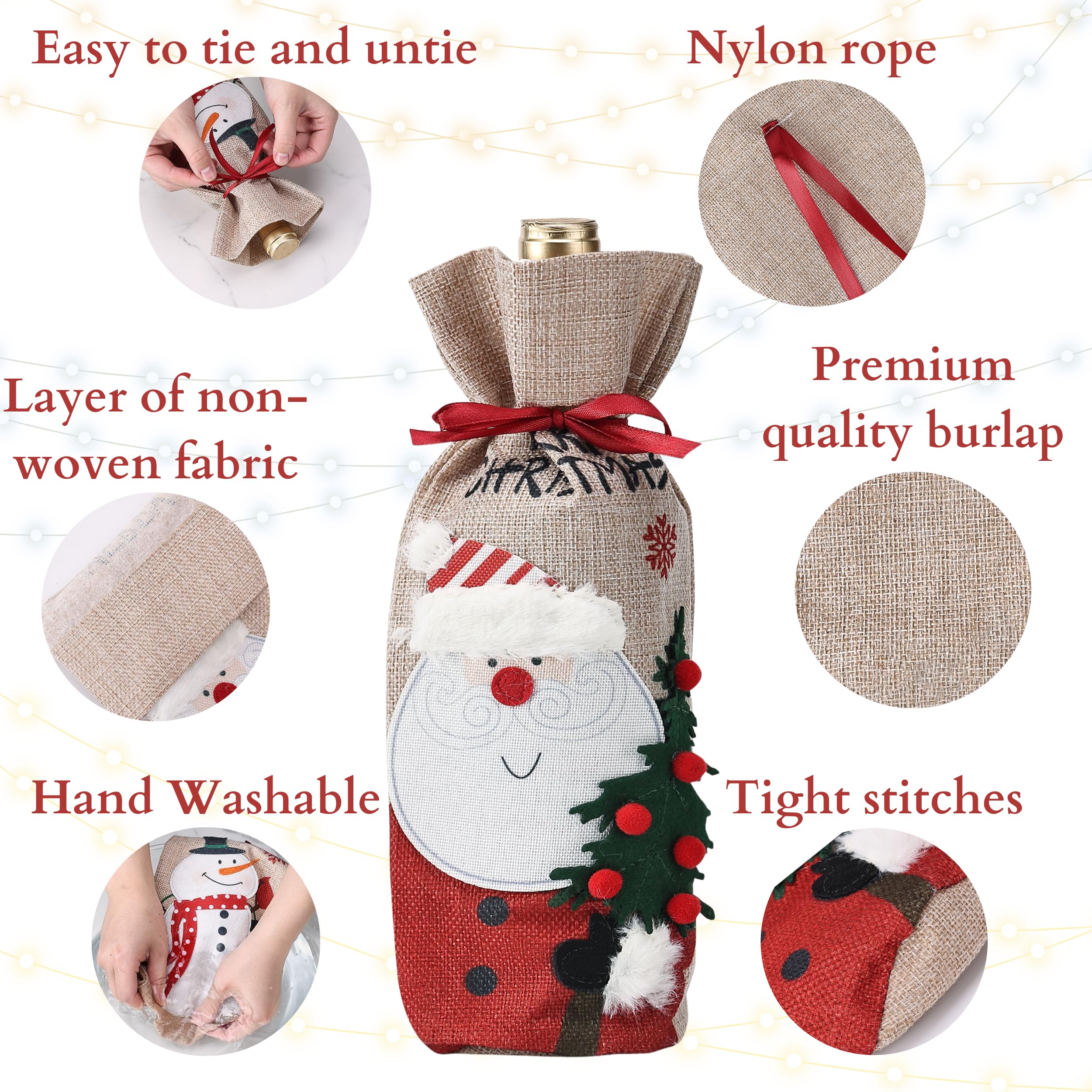 Mr. Pen Christmas Wine Bags 2 Pack - Burlap Drawstring Wine Bottle Gift Bags for Holiday Gifting, Party Favors & Festive Decor (Red & Green) - Perfect for Christmas Parties, Hostess Gifts & Wine Lover Presents