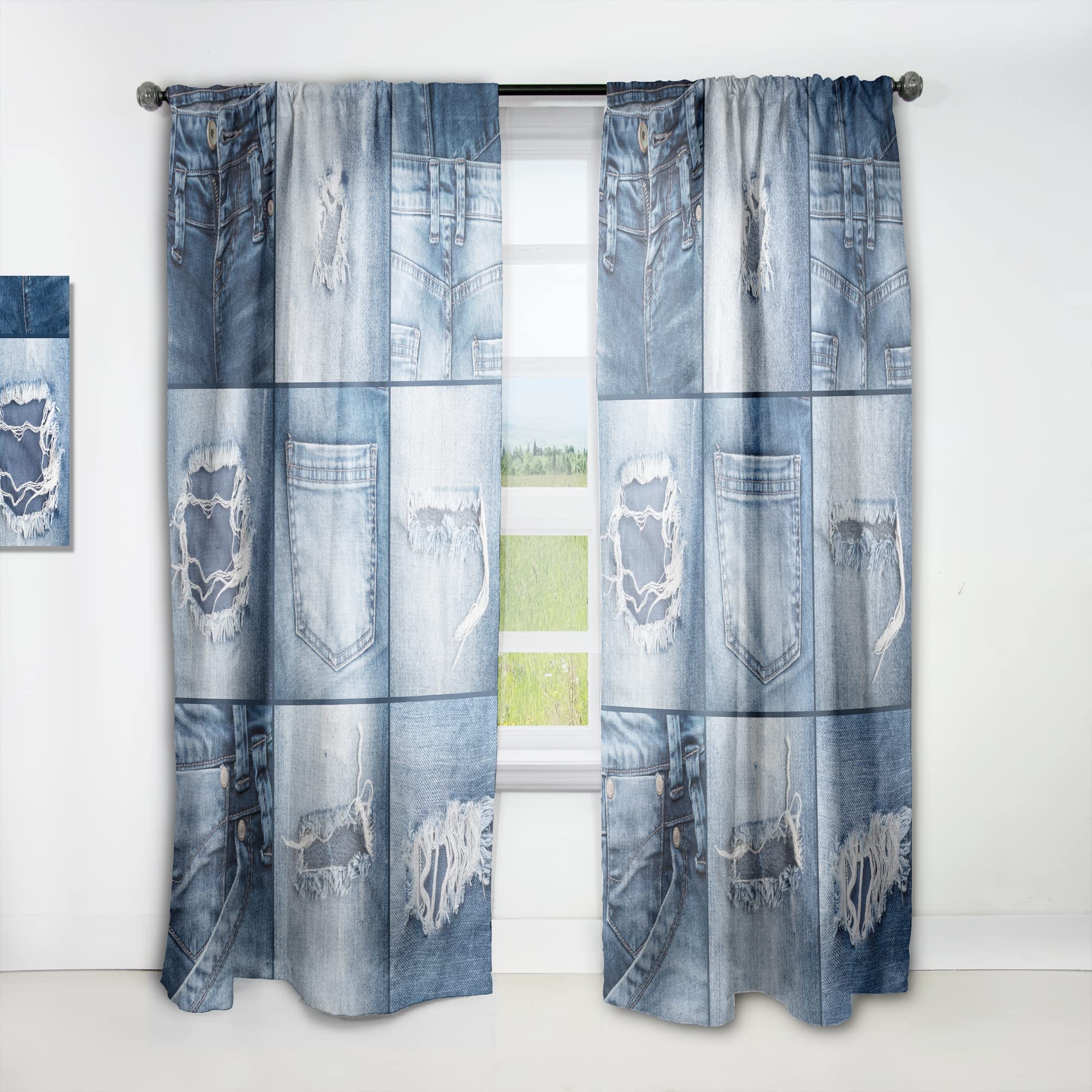 DesignQ Blue Jeans Thermal Insulated Curtains - Single Panel 52x120 - Blackout Drapes for Bedroom & Living Room - Perfect for Home Decor, Light Blocking & Energy Efficiency