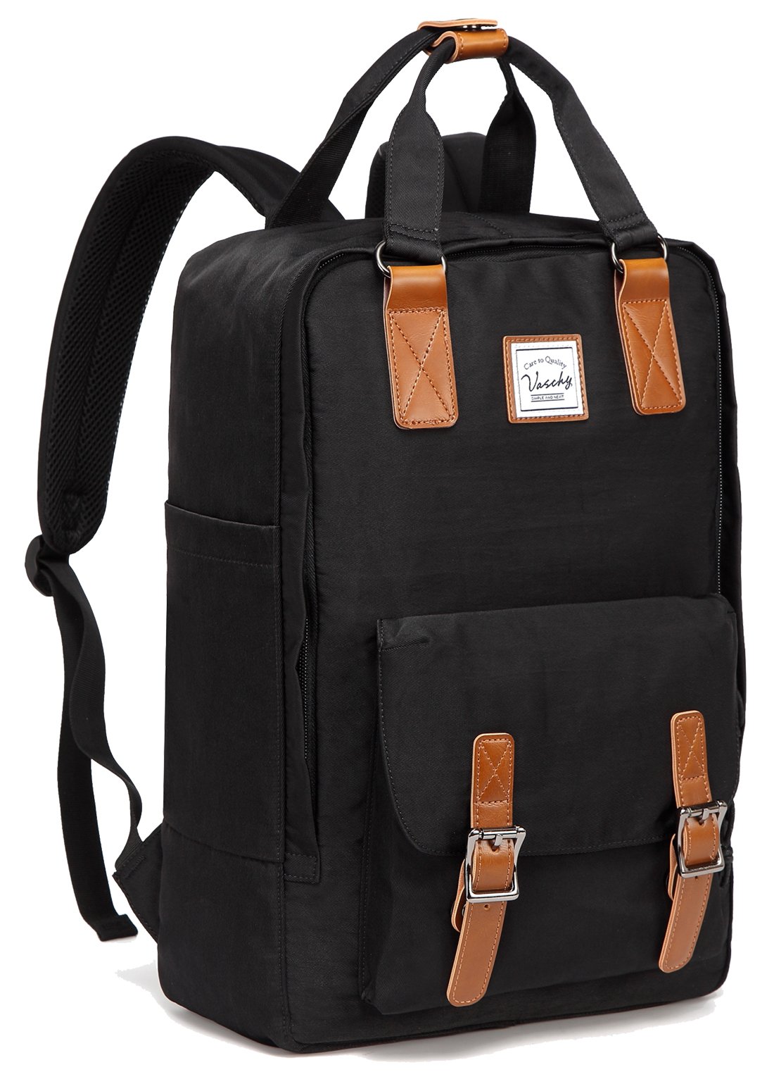 VASCHY Vintage Water-Resistant Backpack for Men & Women - 15 Inch Laptop Backpack for School, College, Travel & Work | Stylish & Durable Daypack for Commuters & Students