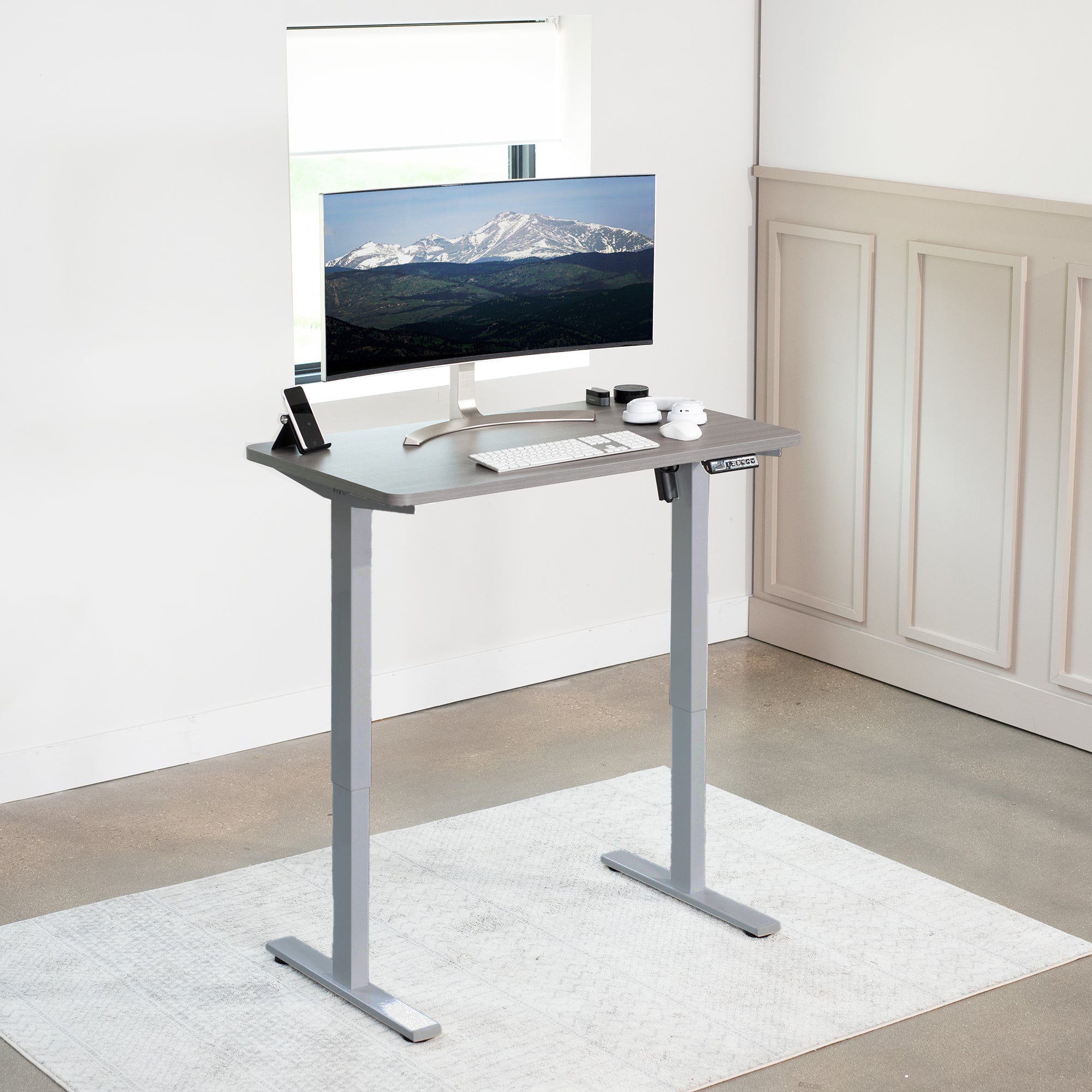 1B Solid Top Series Single Motor Electric Standing Desk with Push Button Memory Controller - Perfect for Home Office, Gaming & Workspace Ergonomics