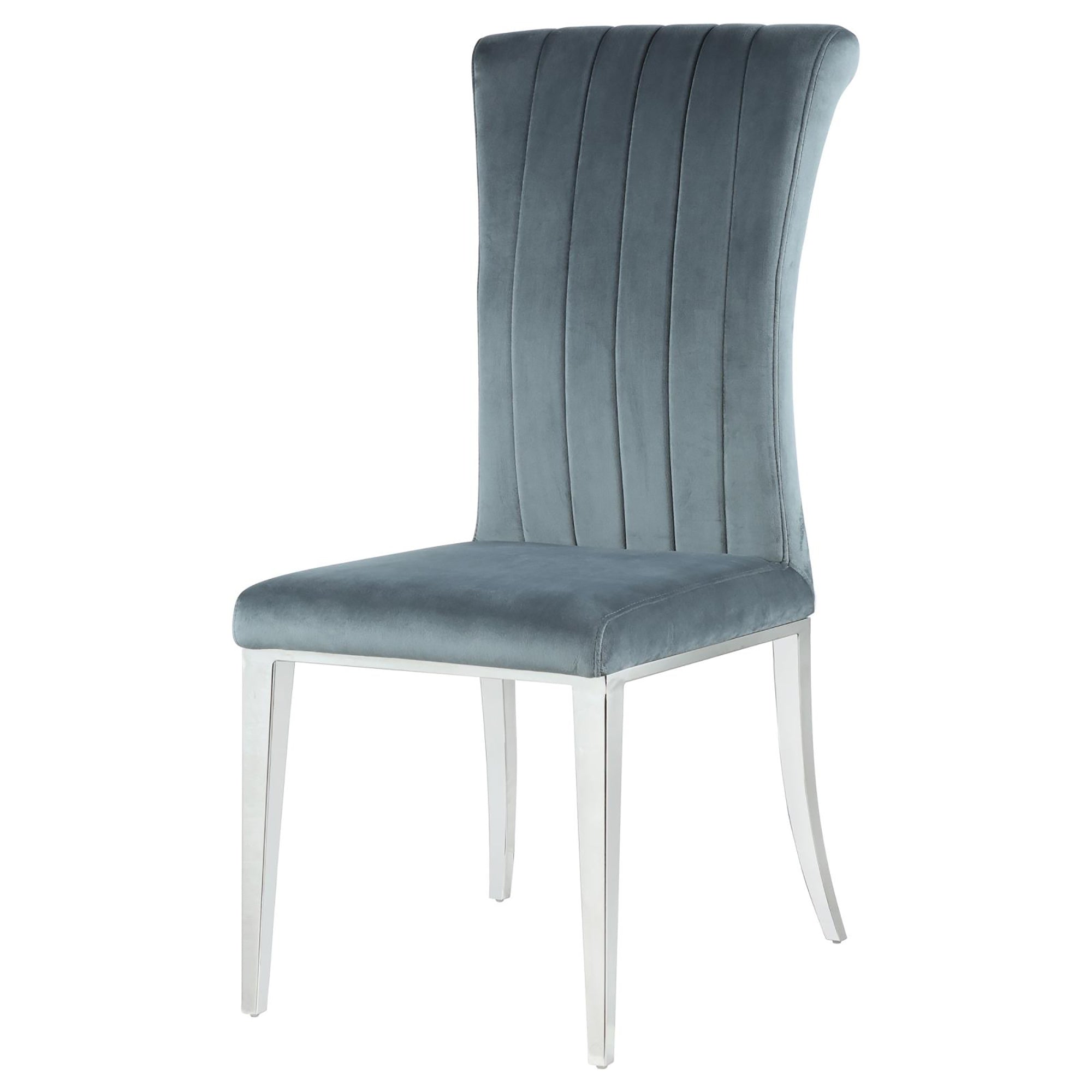 Dark Grey and Chrome Tufted Side Chairs (Set of 2) - Modern Dining Room Accent Chairs for Kitchen, Living Room or Office