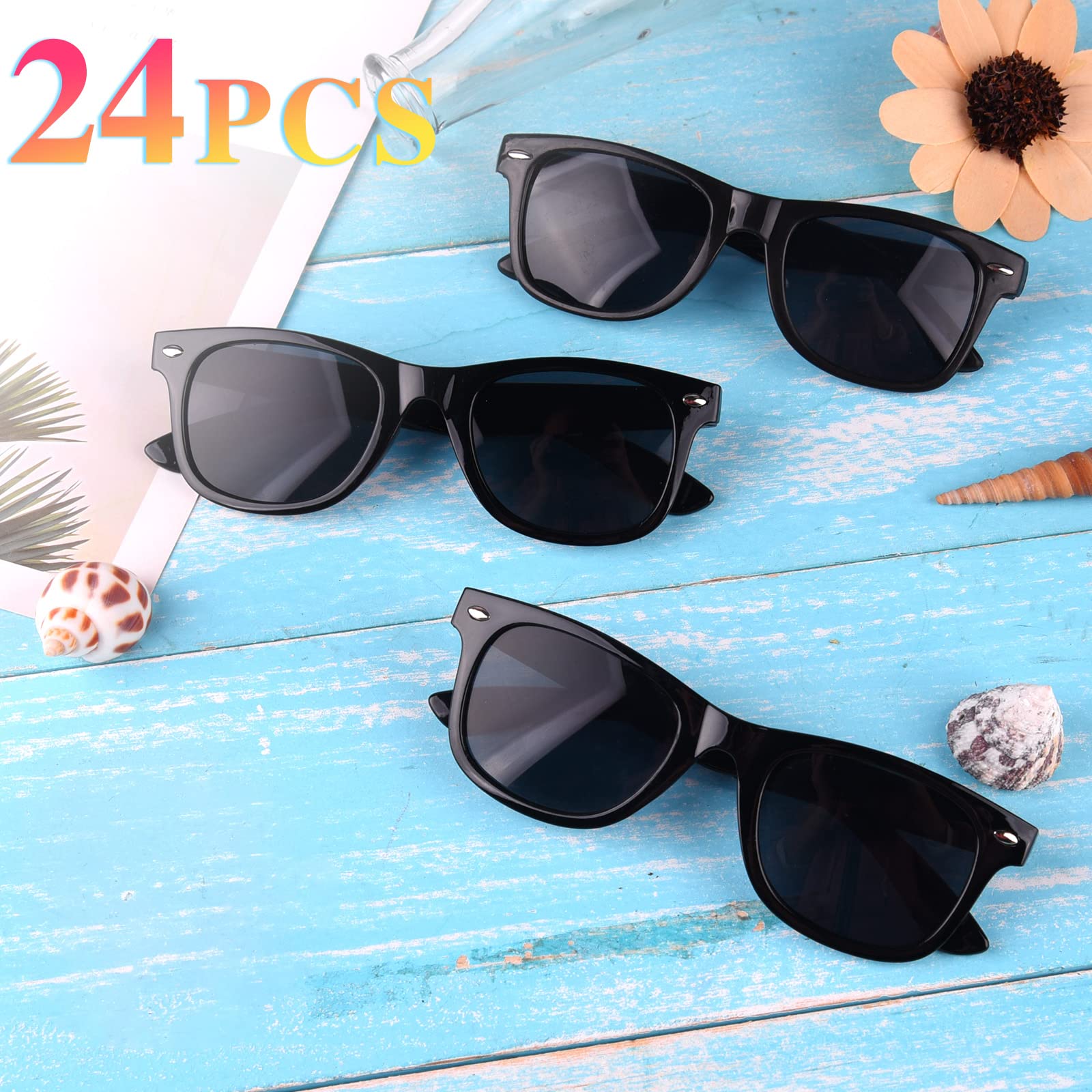 24 Pack Kids Sunglasses Bulk - Fun Party Glasses for Boys & Girls Birthday, Summer Party Favors & Goody Bag Fillers - UV Protection Sunglasses for Outdoor Play, Beach Day & Pool Party Accessories