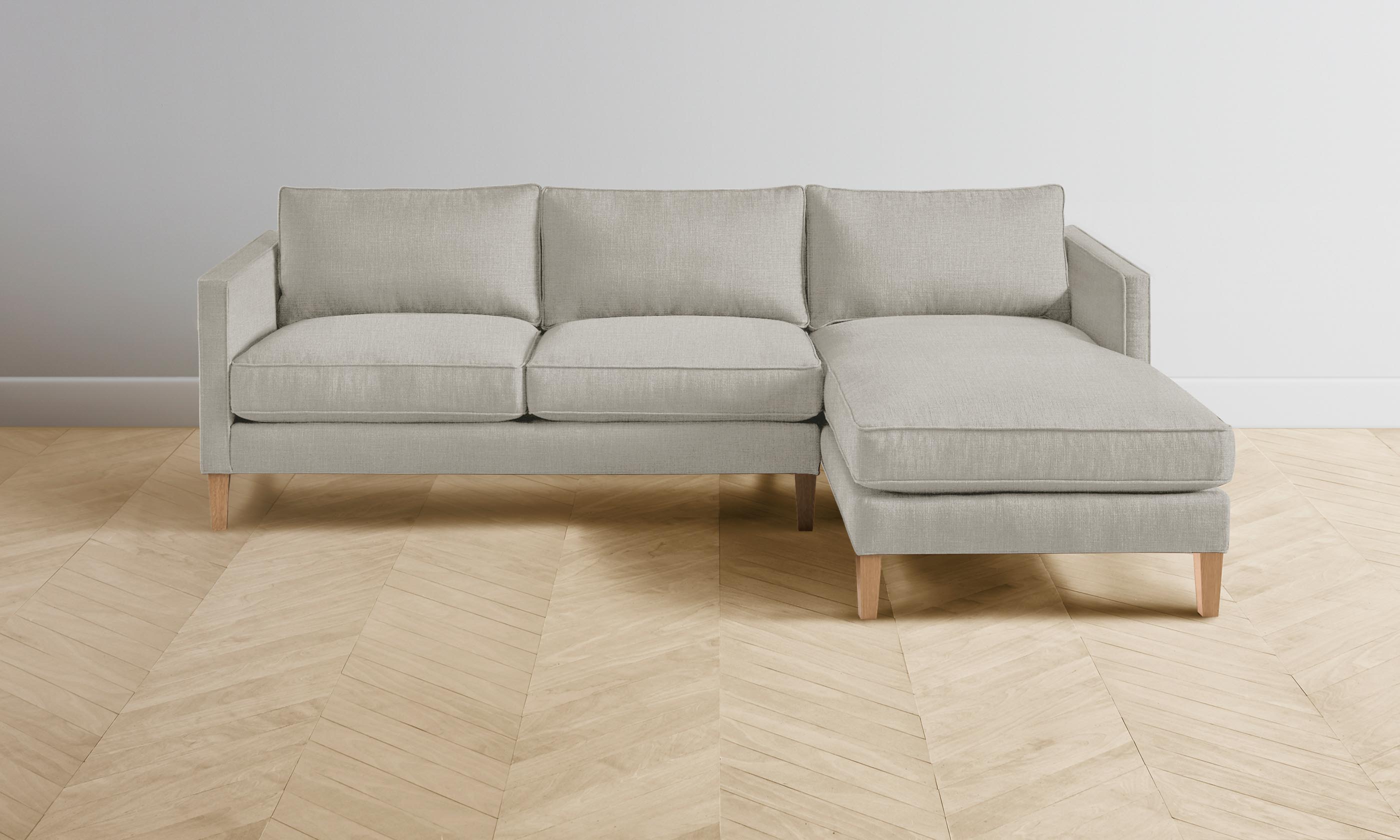 Crosby Sectional Sofa with Performance Linen Weave in Beige - Perfect for Living Room, Family Room & Cozy Home Decor