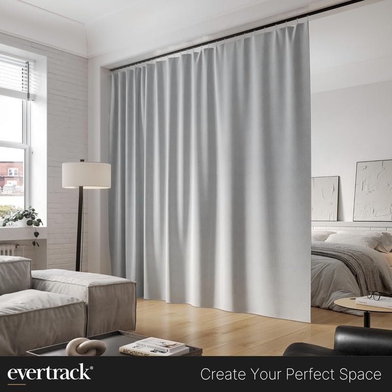 Ceiling Mounted Curtain Track - 12ft Black Metal Curtain Rail System for Drapes, Room Dividers & Window Treatments | Heavy Duty USA Made | Perfect for Living Rooms, Bedrooms & Home Offices