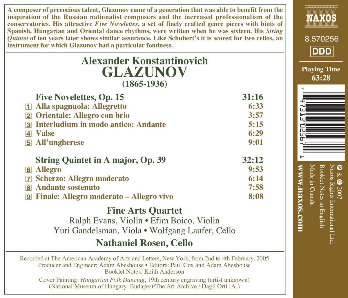 Glazunov String Quintet & Five Novelettes - Classical Music CD for Relaxation, Study & Dinner Parties