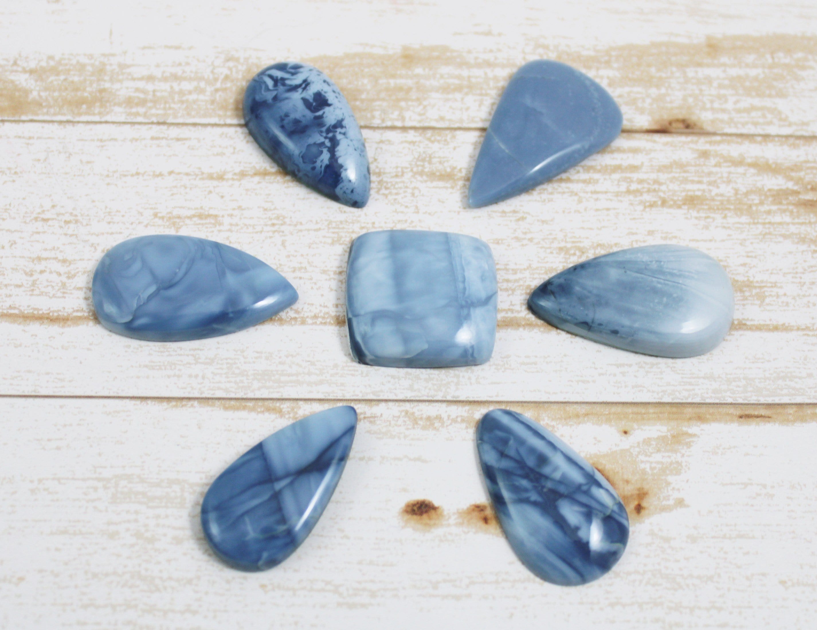 Natural Blue Opal Cabochons for Jewelry Making - High Quality Gemstone Beads for Rings, Necklaces & DIY Crafts