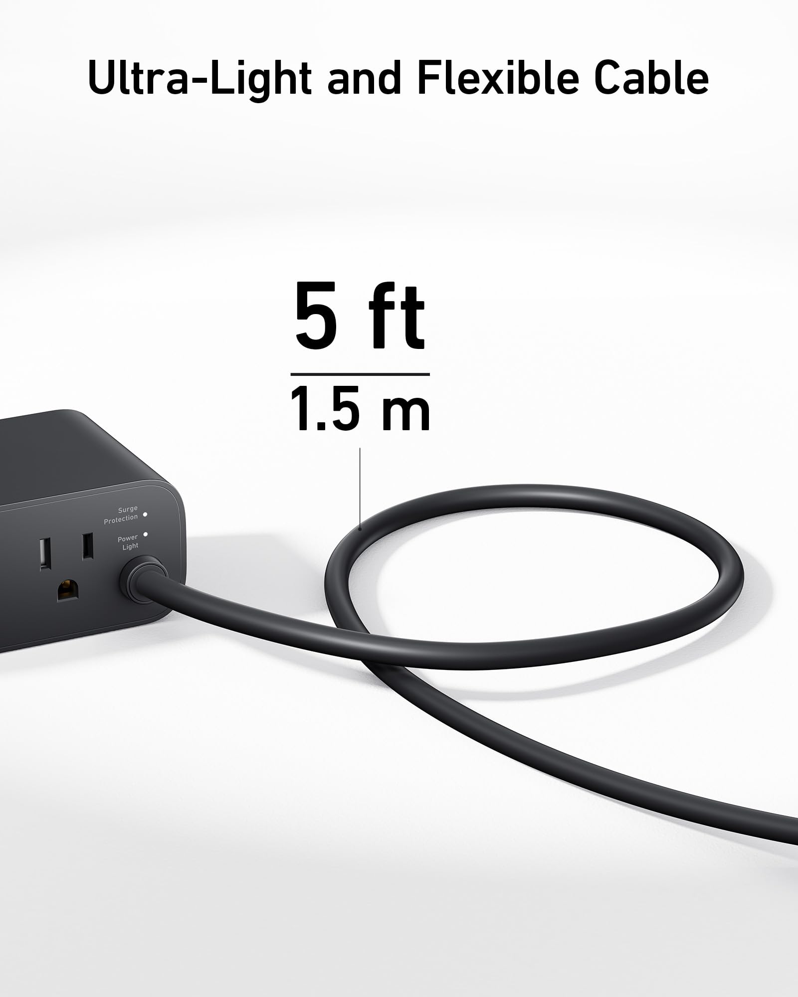 Anker Nano 100W 7-in-1 USB C Charging Station with Power Delivery - 3 AC Outlets, 2 USB A & 2 USB C Ports - Compatible with iPhone 16/15/14, MacBook Air/Pro - 5ft Thin Cord for Home, Office & Travel (Black)