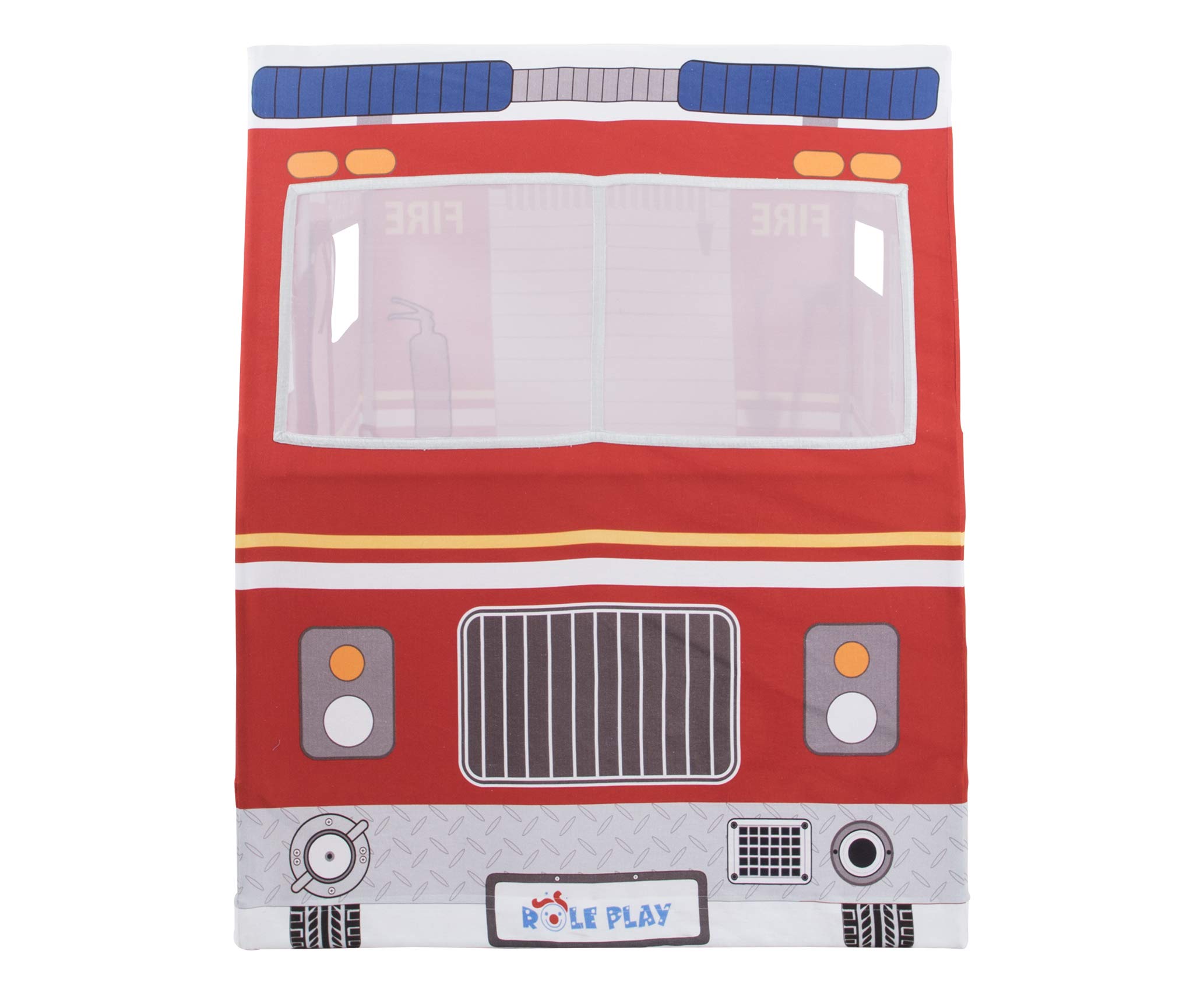 Premium Kids' Fire Truck Play Tent - Indoor & Outdoor Role Play House for Pretend Play | 100% Cotton Canvas Durable Playhouse with Free Plush Toys | Encourages Imagination & Creativity for Ages 3+ | Perfect for Backyard Adventures & Birthday Parties