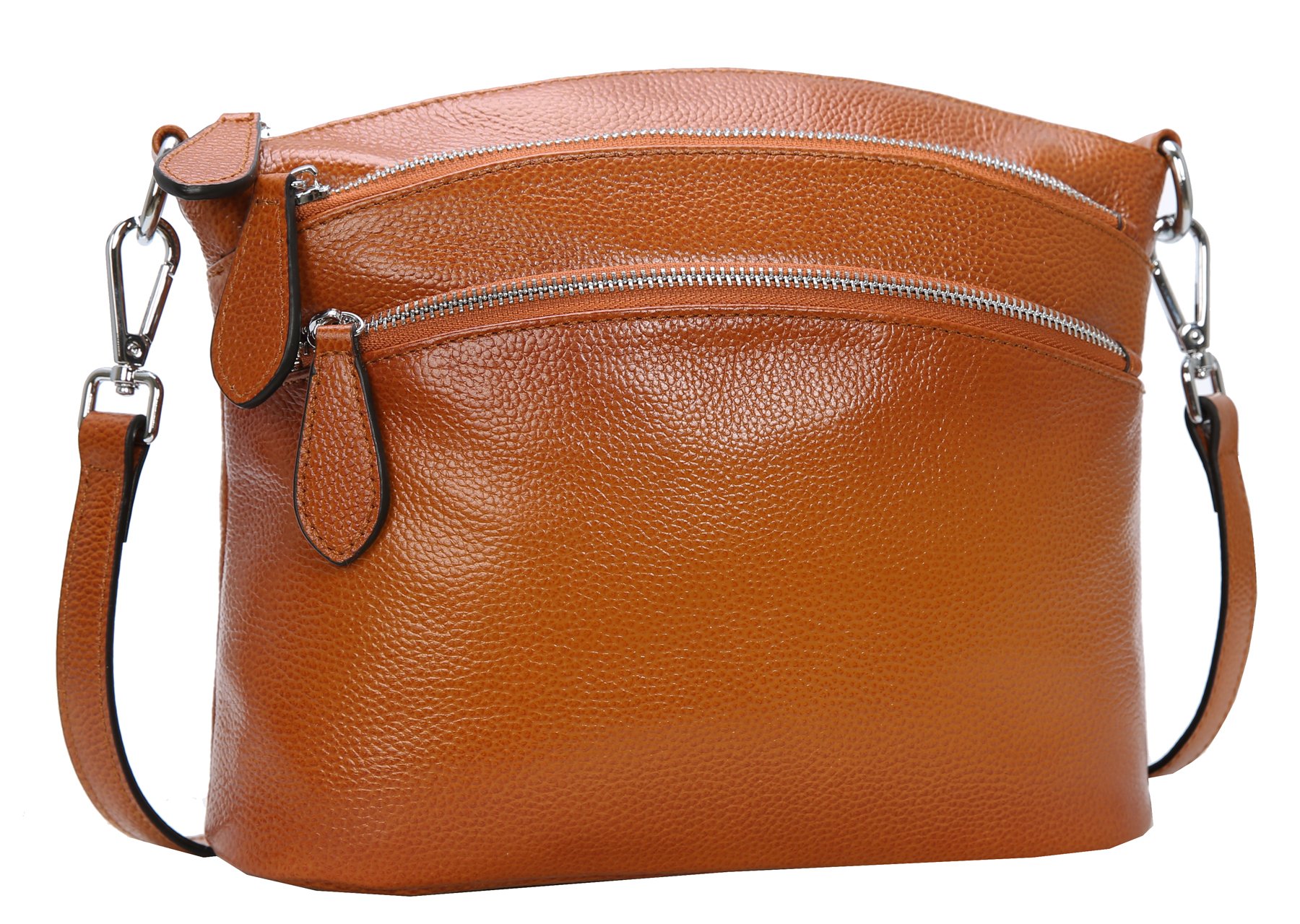 HESHE Women's Leather Crossbody Bag - Small Functional Multi-Pocket Shoulder Satchel Purse for Everyday Use, Travel & Shopping