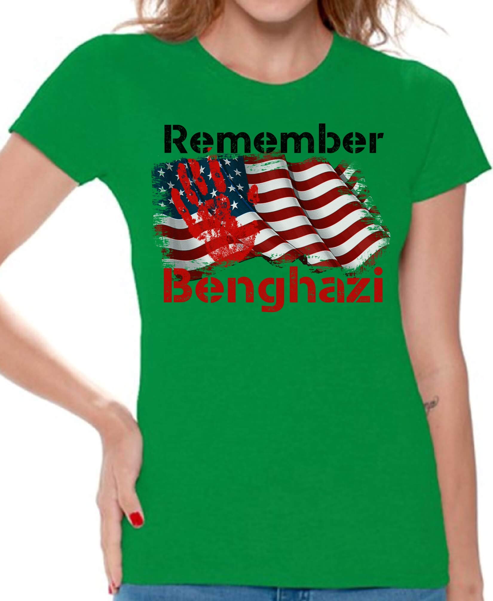 Awkwardstyles Women's Remember Benghazi T-Shirt - Funny Political Election Tee with Free Bookmark - Perfect for Protests, Rallies & Conservative Events
