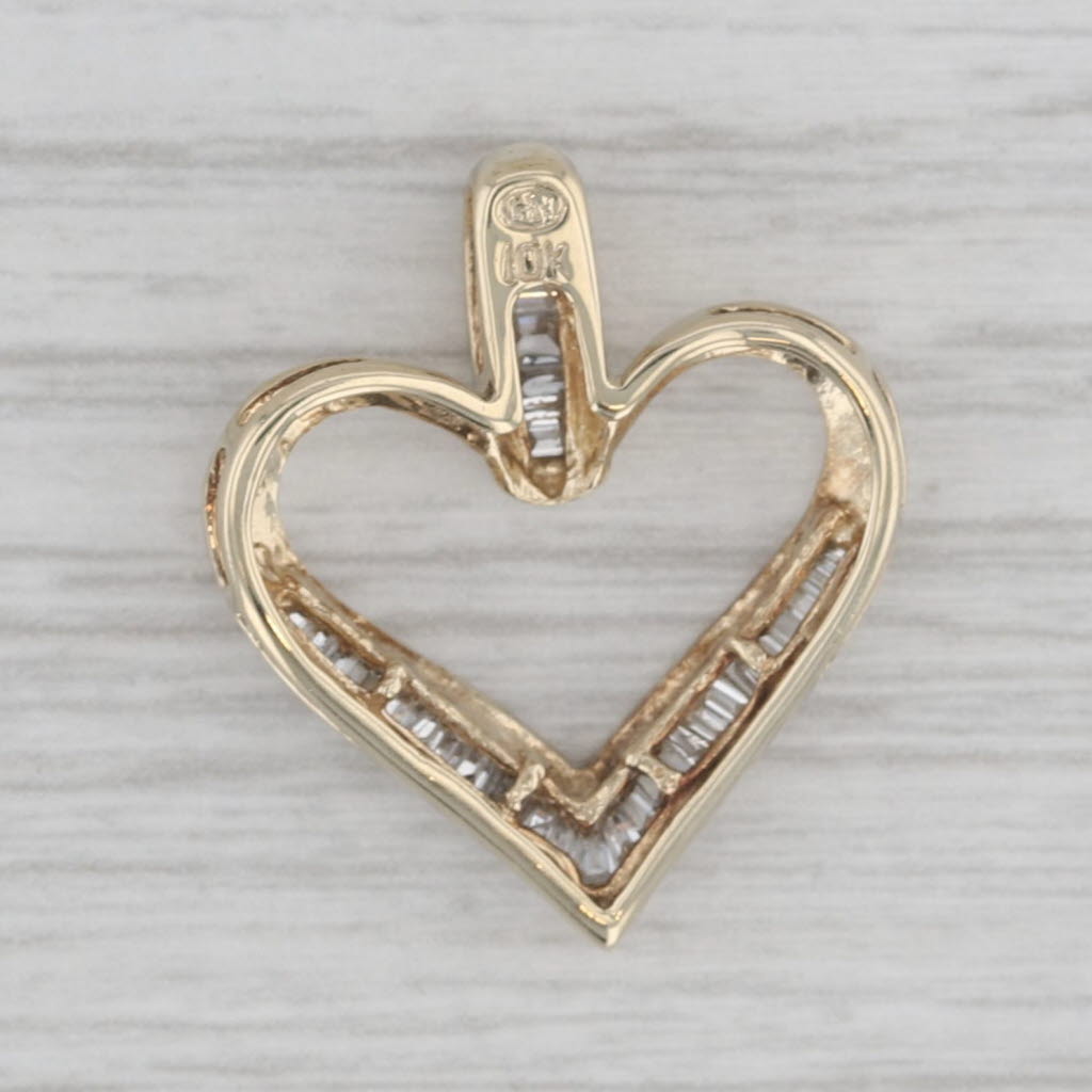 0.18ctw Baguette Diamond Open Heart Pendant Necklace in 10k Yellow Gold - Perfect for Valentine's Day Gifts, Anniversary Presents & Romantic Occasions