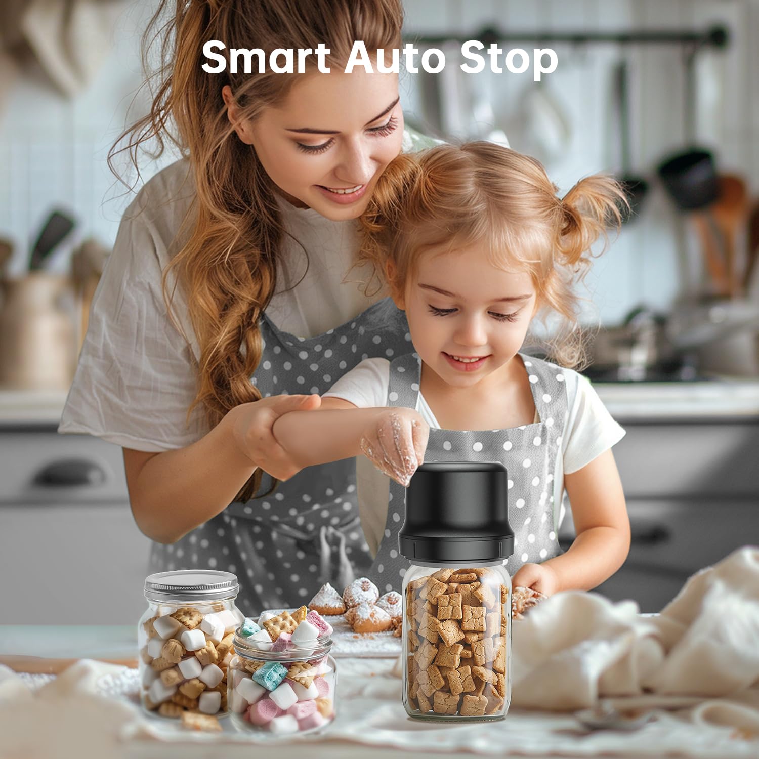 **Electric Mason Jar Vacuum Sealer - Upgraded Smart Integrated Design, Auto Stop 1800mAh Rechargeable, Compatible with Wide & Regular Mouth Lids for Food Storage | Perfect for Meal Prep, Canning & Long-Term Preservation**