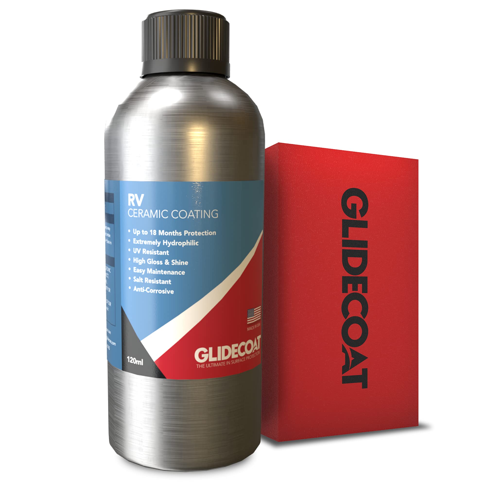 Glidecoat RV Ceramic Coating (120ml) - 9H Nano Ceramic Coating for RVs, Boats, Cars, Trucks & Aircraft - Long-Lasting Protection Better Than Wax - Hydrophobic UV-Resistant Paint Sealant - Perfect for Road Trips, Off-Roading & Marine Use