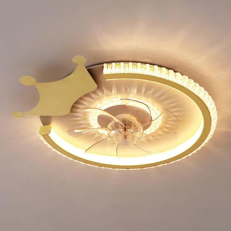 Modern Round Ceiling Fan with LED Light - Energy Efficient Quiet Bedroom Fan - Perfect for Bedroom, Living Room & Nursery Cooling & Lighting