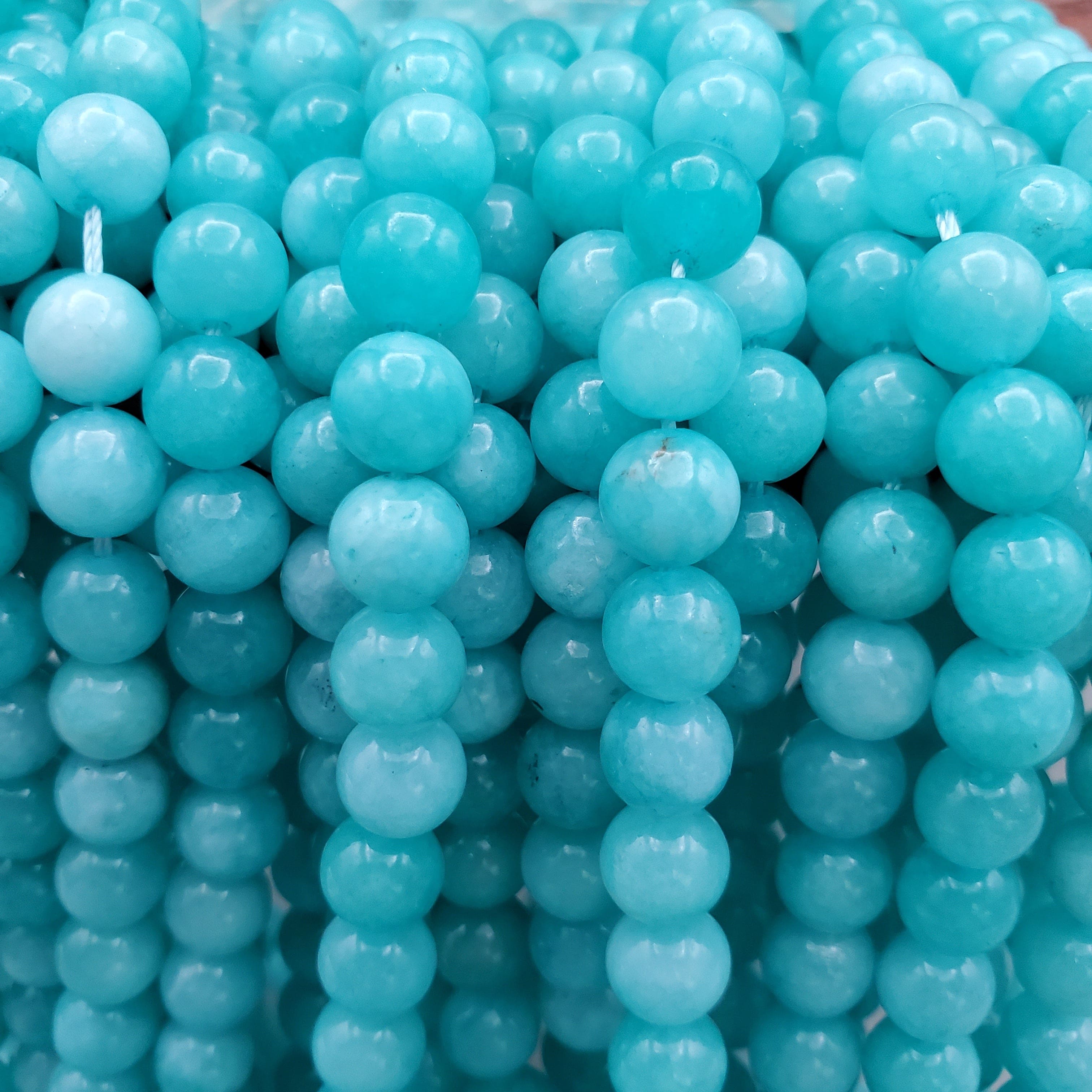 8mm Dyed Aqua Blue Marble Beads - Round Shape for Jewelry Making, DIY Crafts & Home Decor