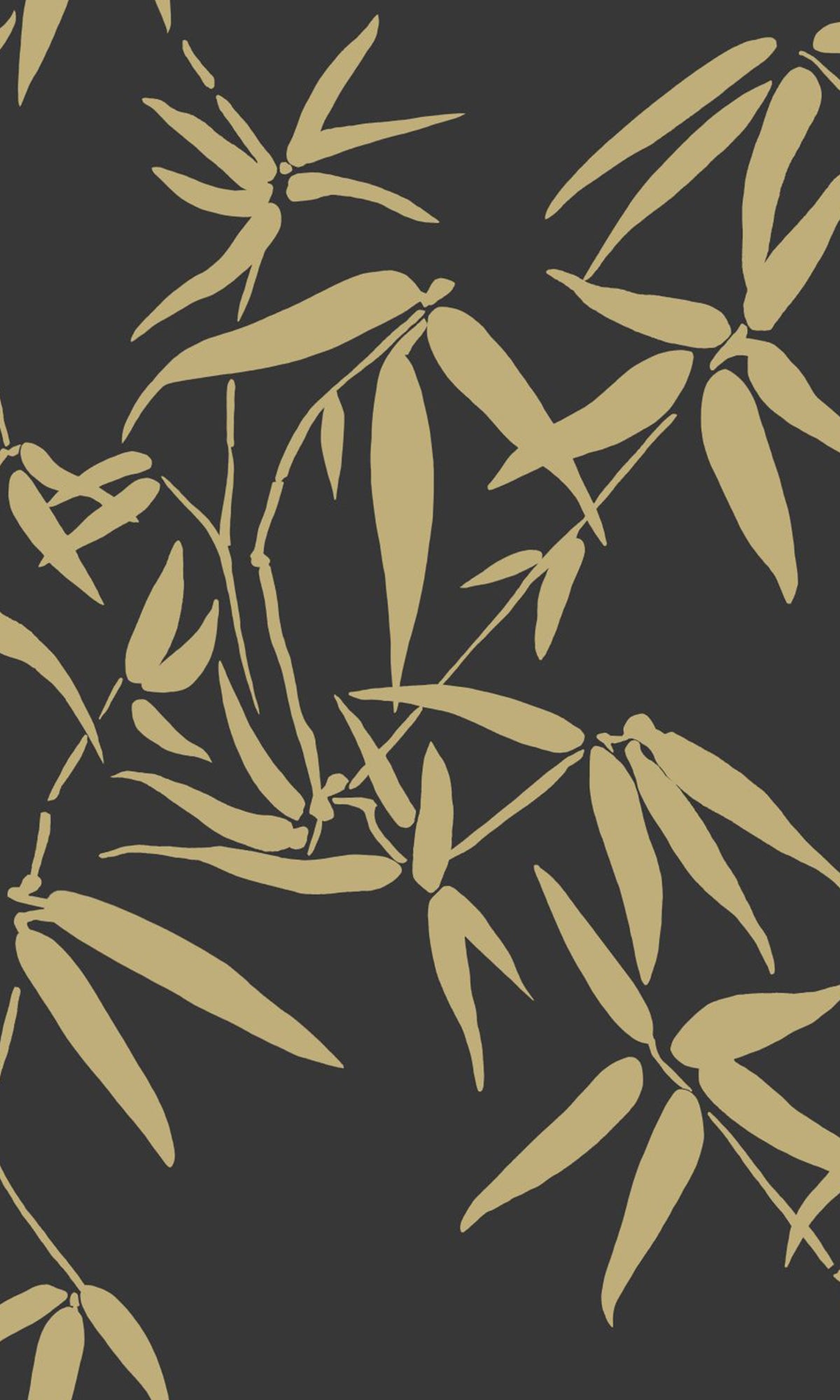 Black and Gold Bamboo Leaves Wallpaper R9375 - Elegant Peel and Stick Wallpaper for Bedroom, Living Room & Office Decor