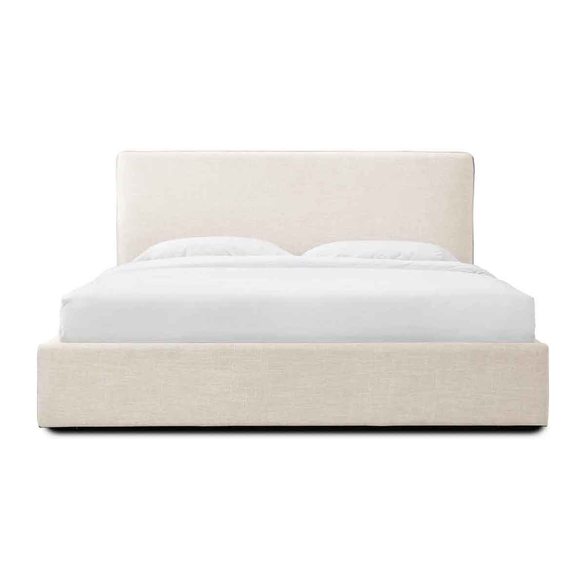 Dane Storage King Bed Frame with Drawers - Cream Upholstered Platform Bed for Bedroom, Guest Room, or Master Suite - Easy Assembly & Modern Design