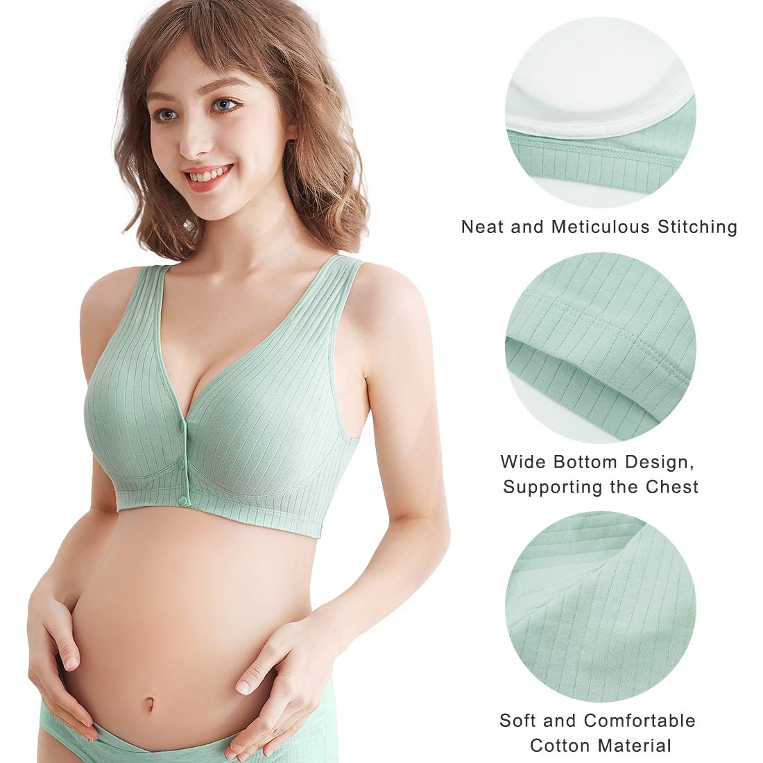 FEOYA Women's Maternity Nursing Bra - Wireless Button Front Breastfeeding Bra for Comfort & Support - Perfect for Pregnancy, Nursing & Everyday Wear