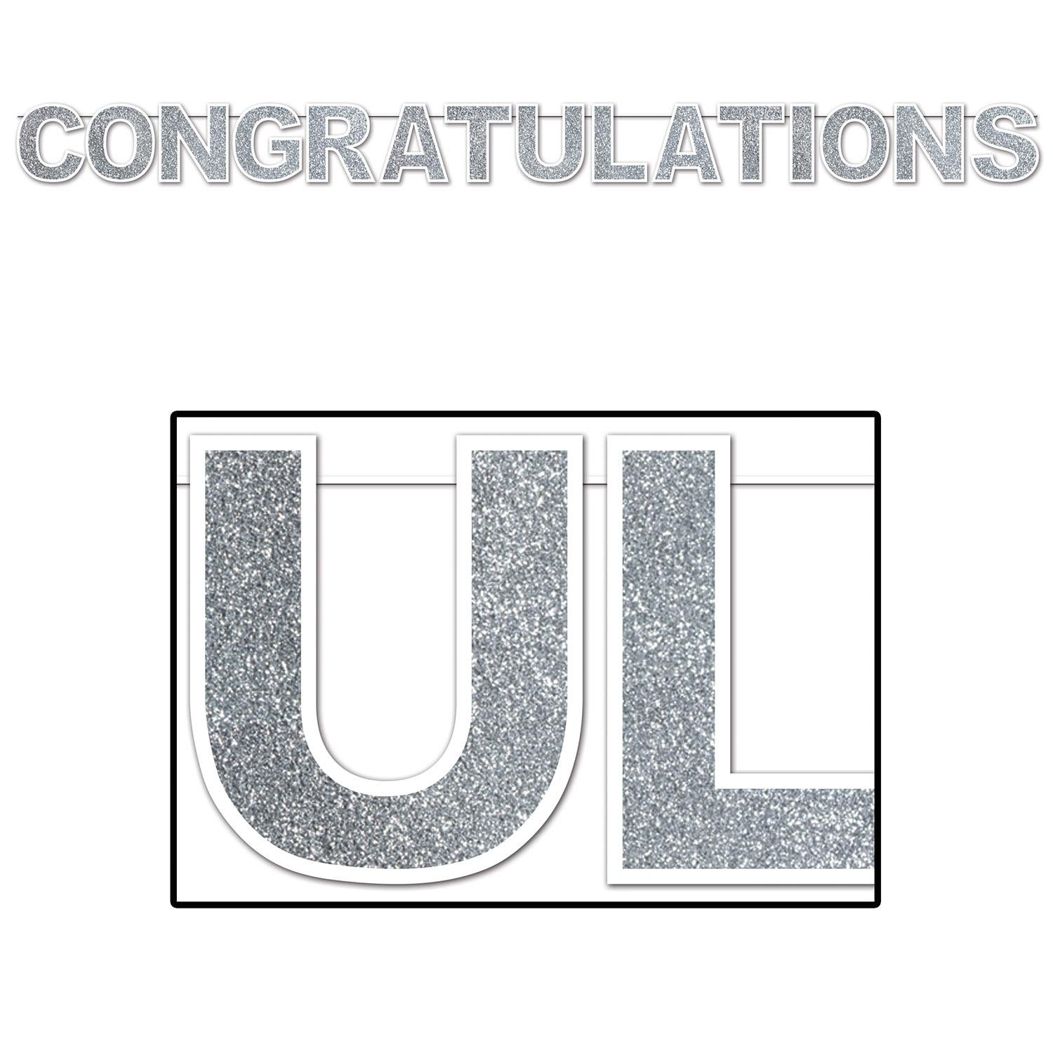 12 Pack Beistle Glittered Party Congratulations Streamers - Colorful Celebration Decorations for Graduation, Birthday & Anniversary Parties