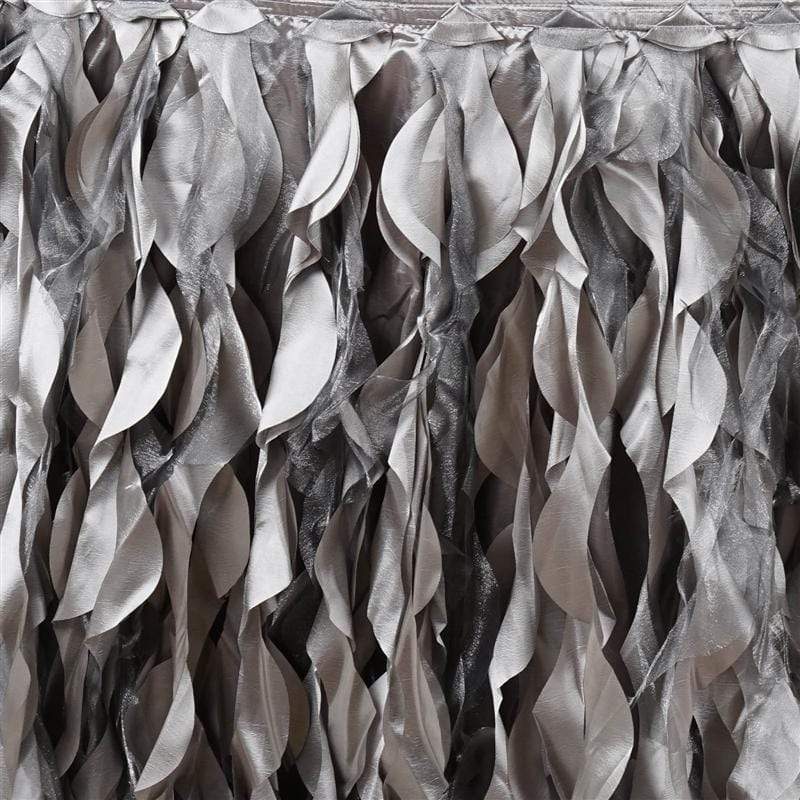 Elegant Taffeta Curly Table Skirt for Weddings, Parties & Events - Washable Polyester Table Cover with Ruffled Hem for Banquet Decorations