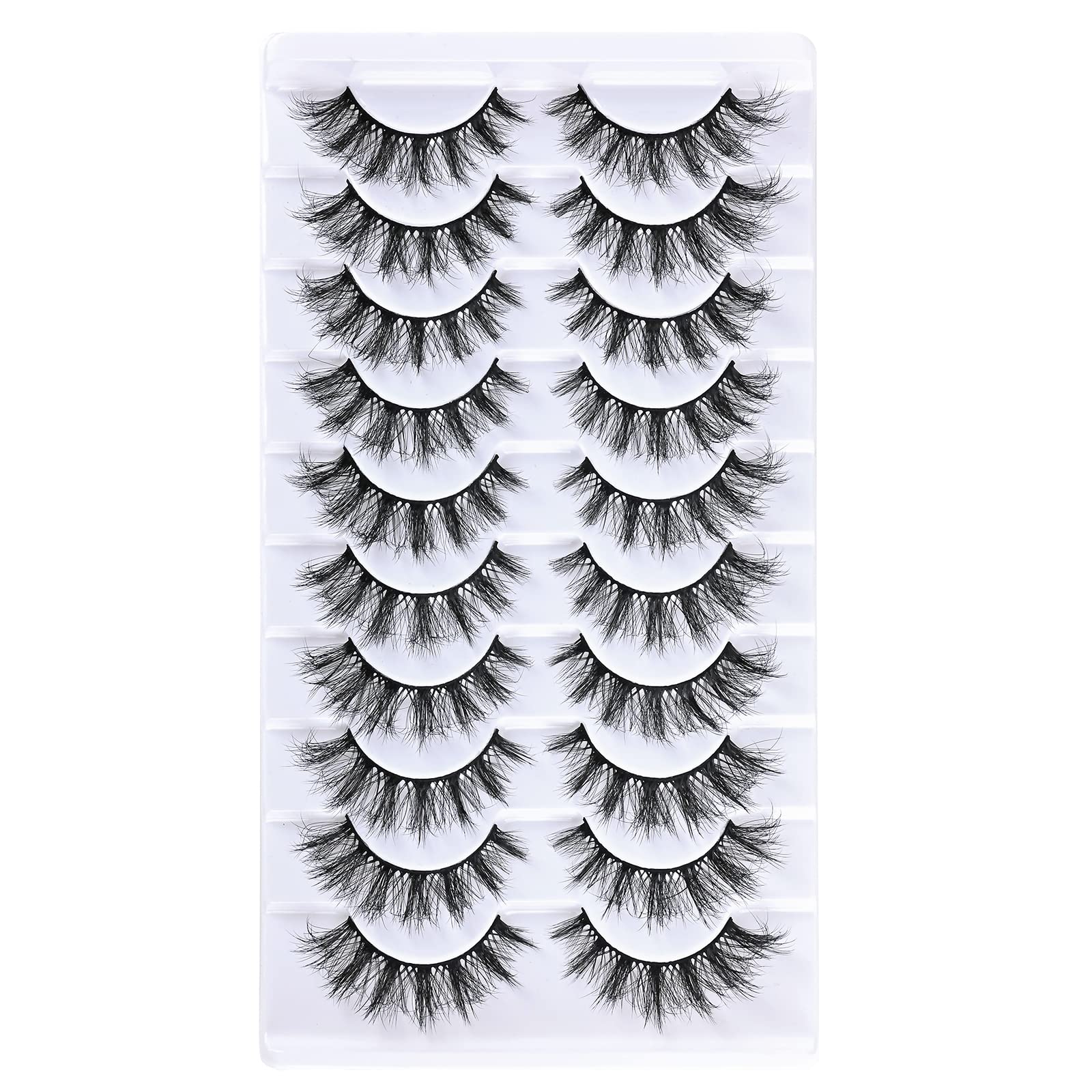 FARRED Natural Short False Eyelashes - 10 Pairs Wispy Mink Lashes for Fluffy Volume & Natural Look | Cruelty-Free Fake Eyelash Strips for Daily Wear, Party & Special Occasions