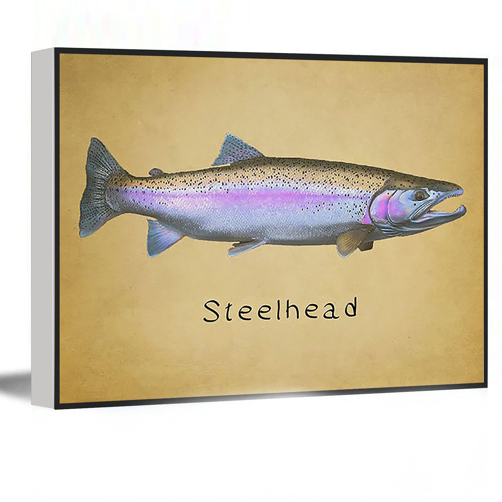 Steelhead Trout Fishing Poster - 16x24 Inch Framed Wall Art for Home Decor, Perfect for Bedroom & Bathroom - Nature Inspired Prints for Women & Teen Girls - Ideal for Fishing Enthusiasts & Outdoor Theme Rooms