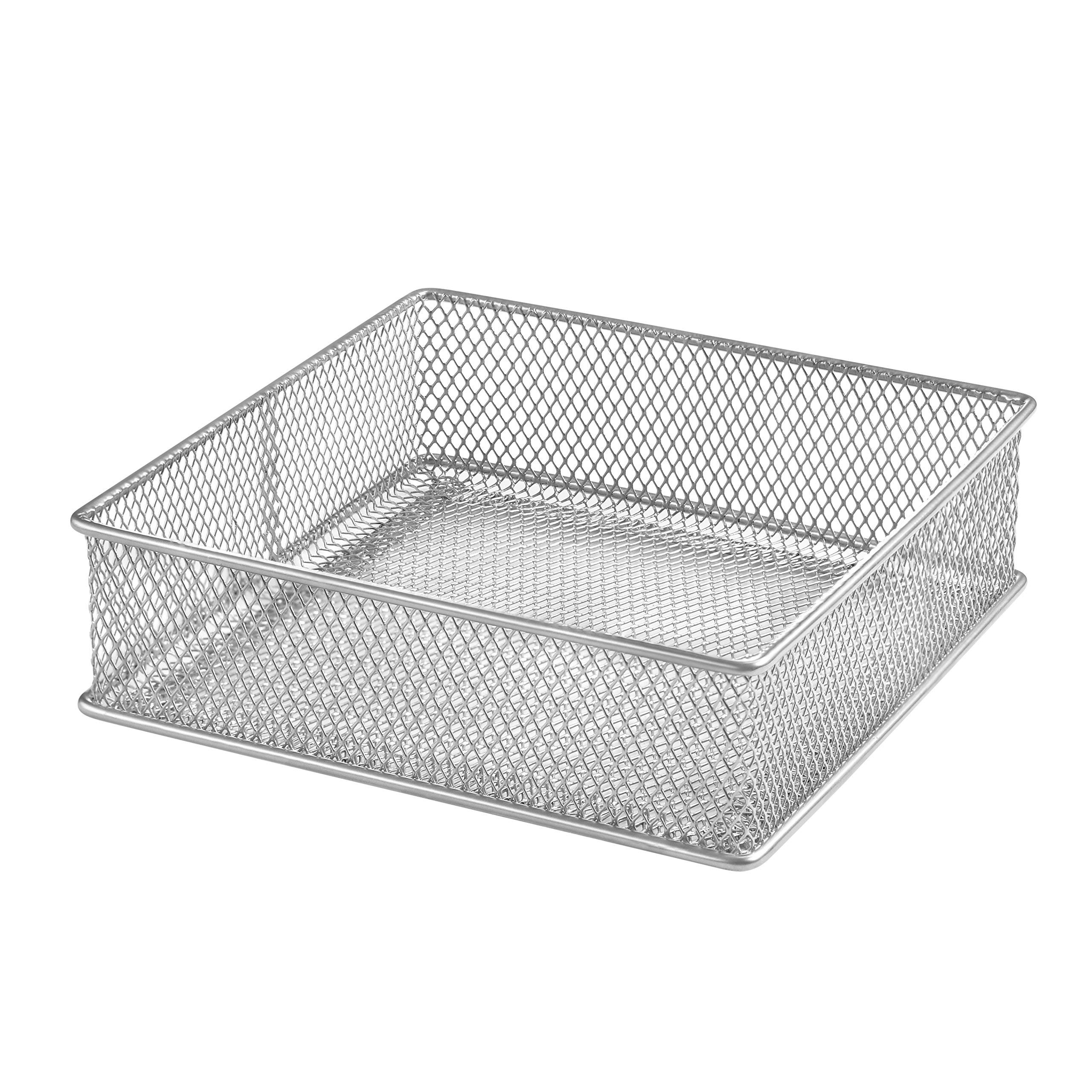 Ybm Home Silver Mesh Drawer Organizer Bins - 6x6x2 Inch Small Storage Baskets for School Supplies, Office Desk & Cabinet Organization (Set of 1) - Perfect for Classroom, Home Office & Craft Room Storage Solutions