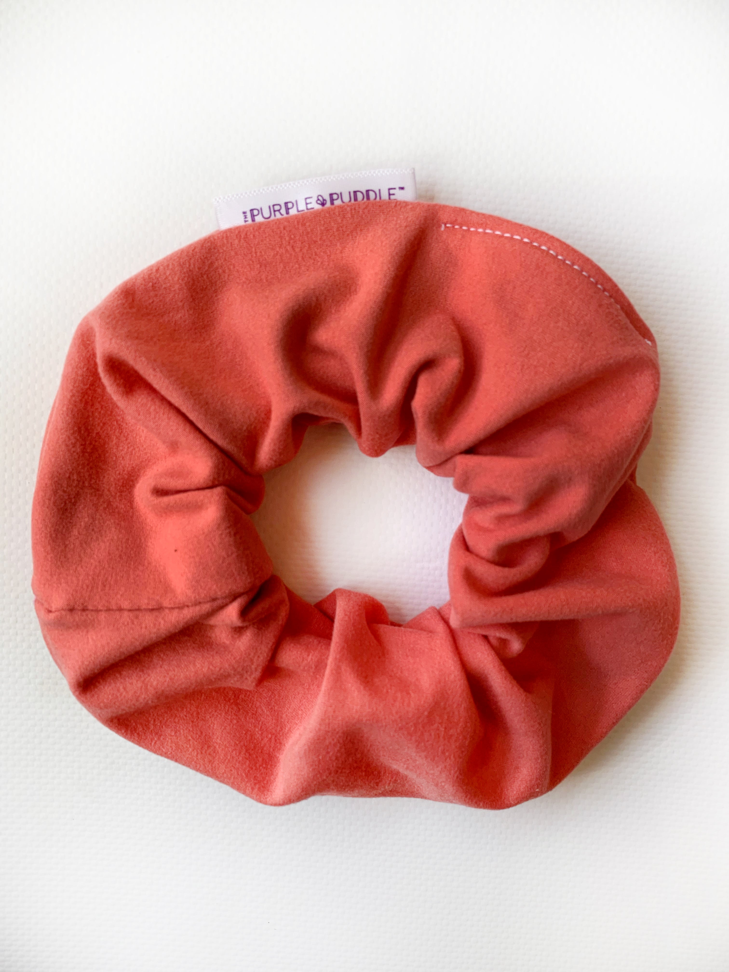 Coral Pink Hair Scrunchie - Soft Elastic Hair Tie for Women & Girls - Perfect for Ponytails, Buns & Everyday Hairstyles